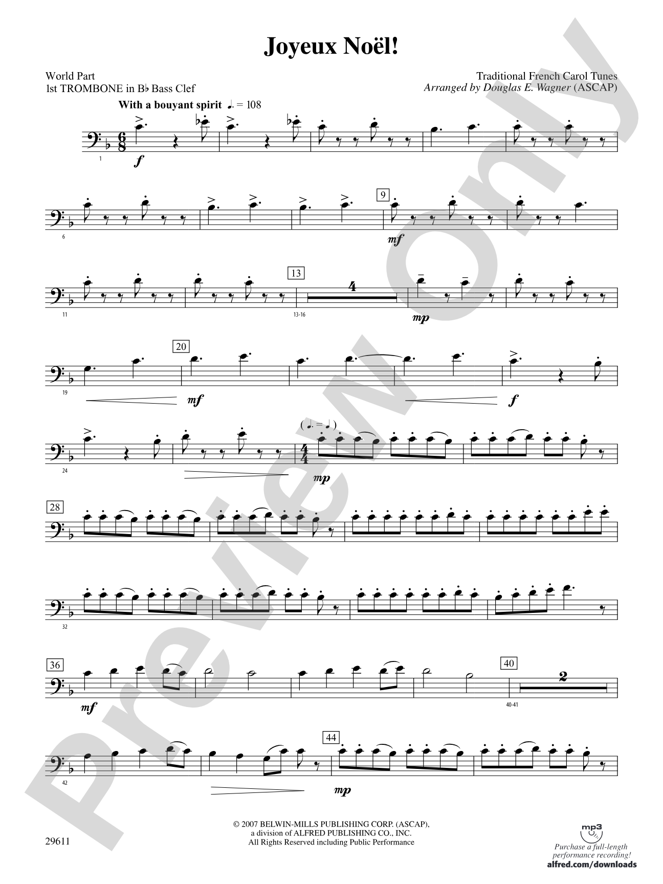 Joyeux Noël!: (wp) 1st B-flat Trombone B.C.