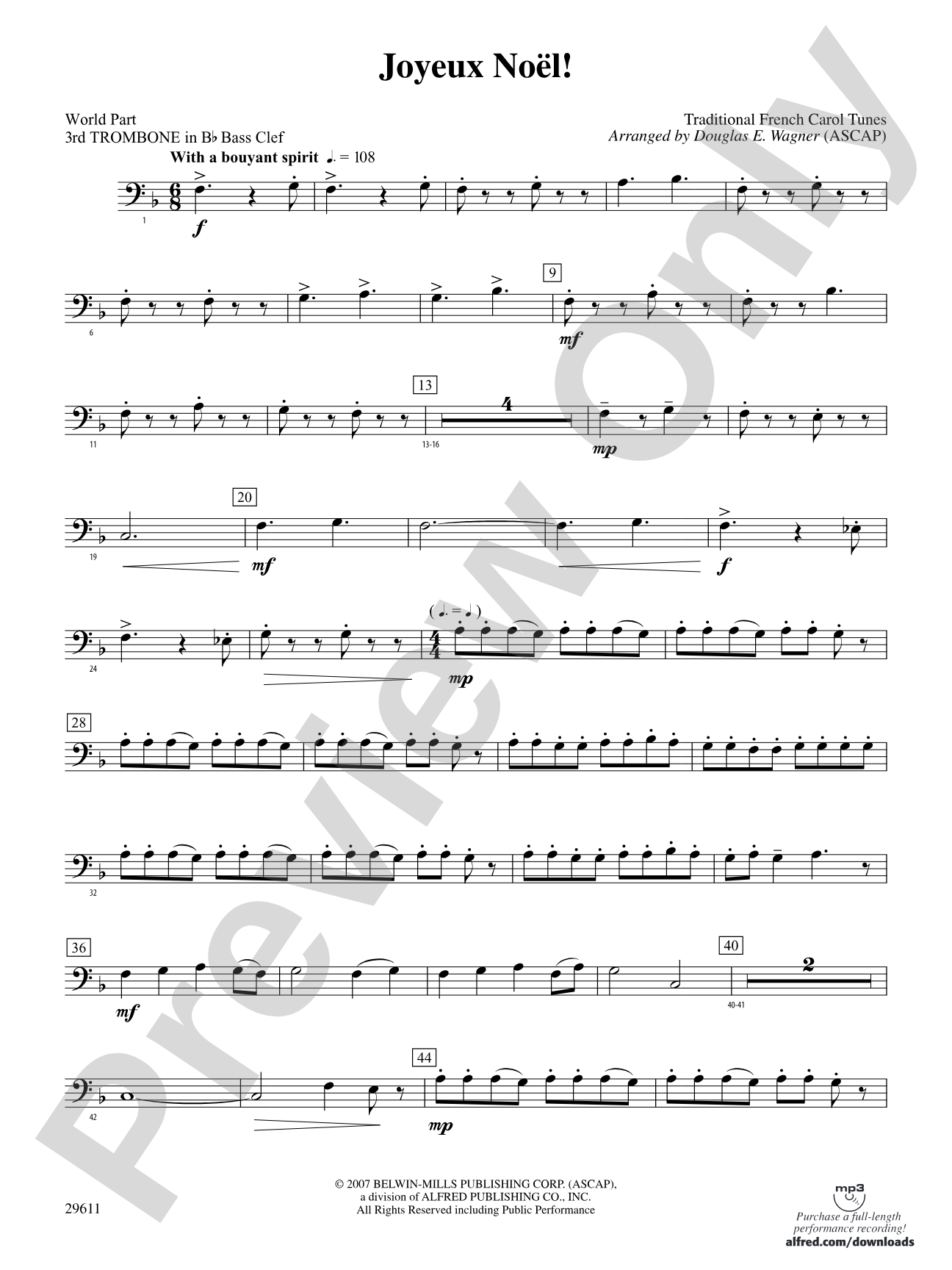 Joyeux Noël!: (wp) 3rd B-flat Trombone B.C.