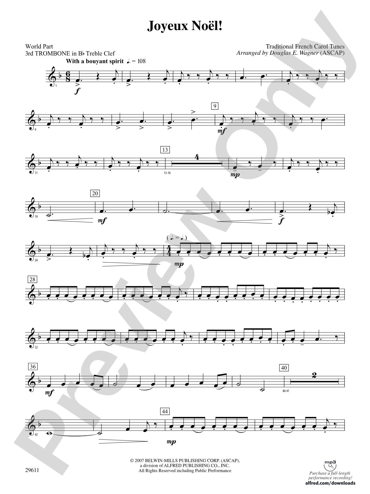 Joyeux Noël!: (wp) 3rd B-flat Trombone T.C.
