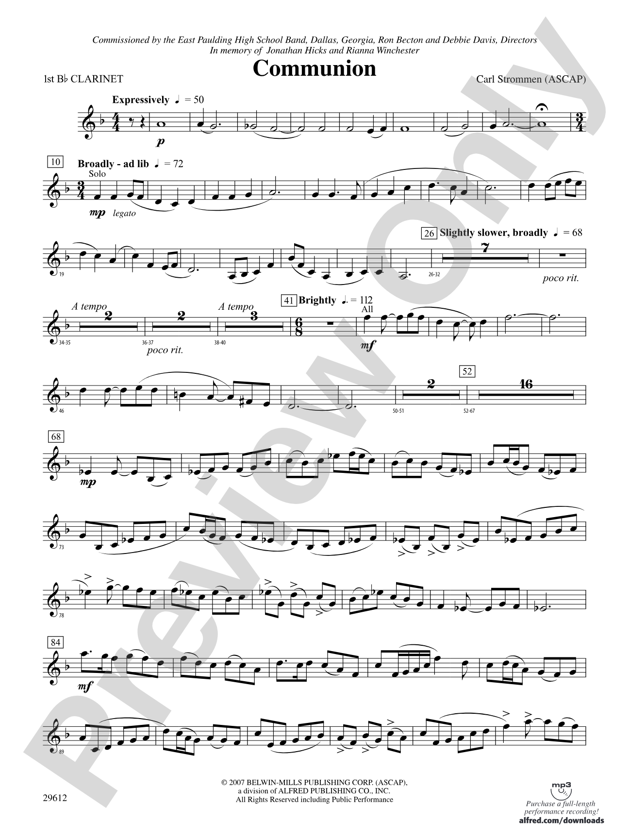 Communion: 1st B-flat Clarinet