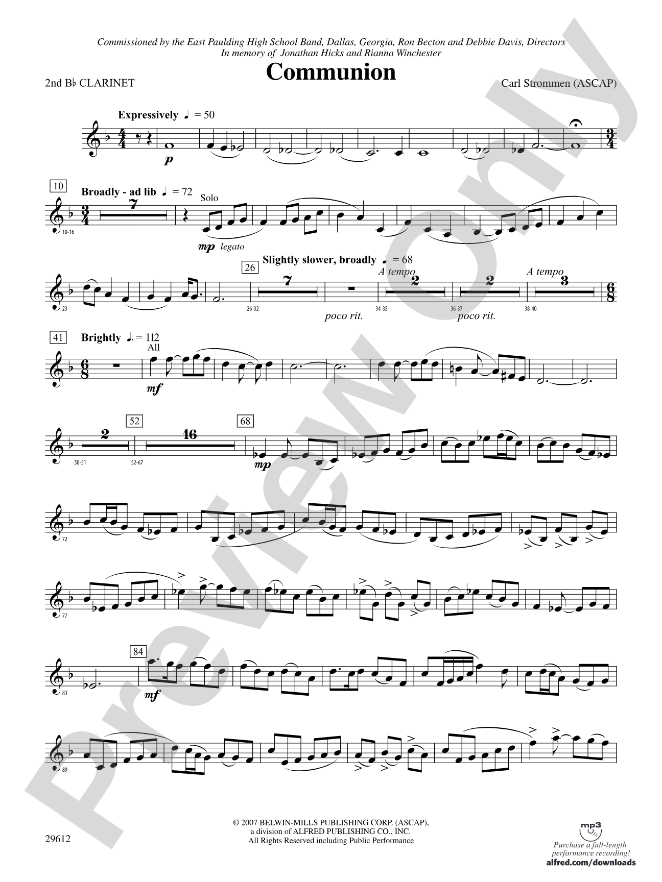 Communion: 2nd B-flat Clarinet