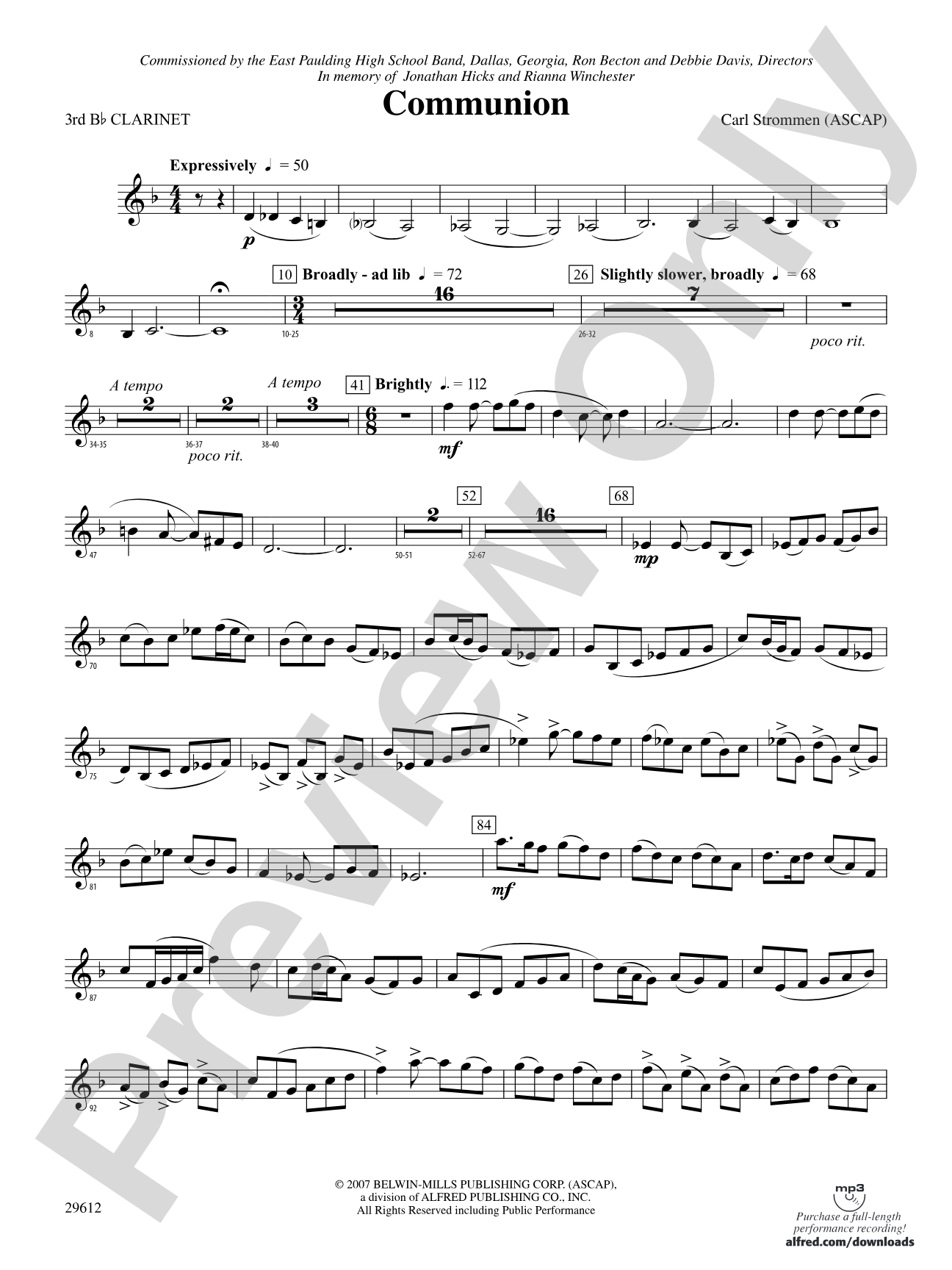 Communion: 3rd B-flat Clarinet
