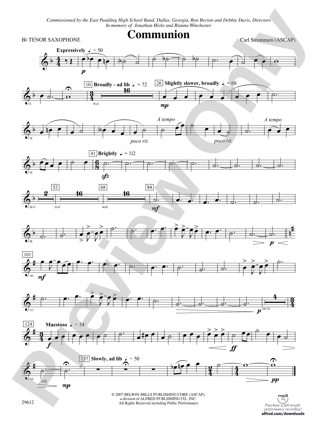 Communion: B-flat Tenor Saxophone