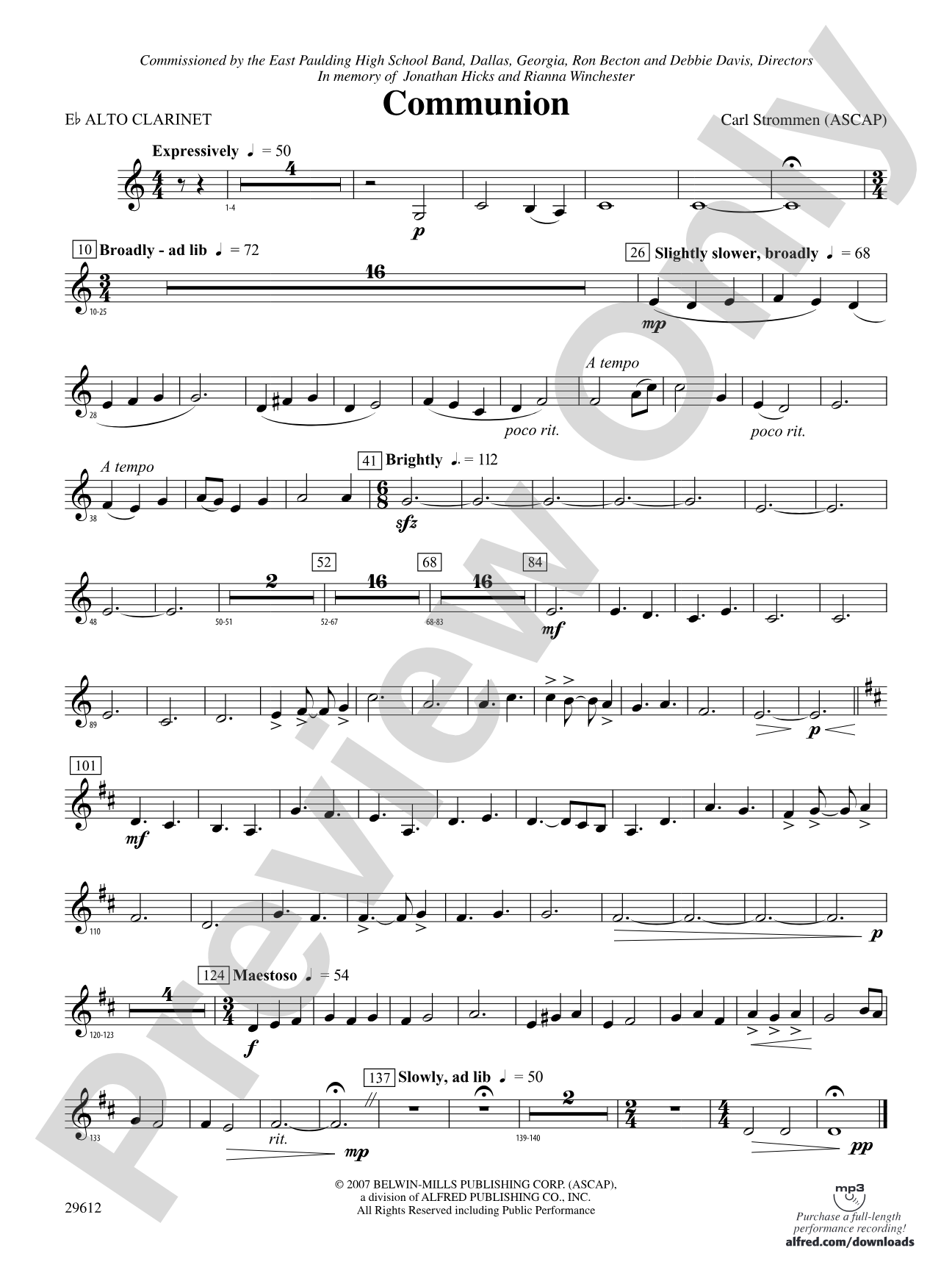 Communion: (wp) E-flat Alto Clarinet