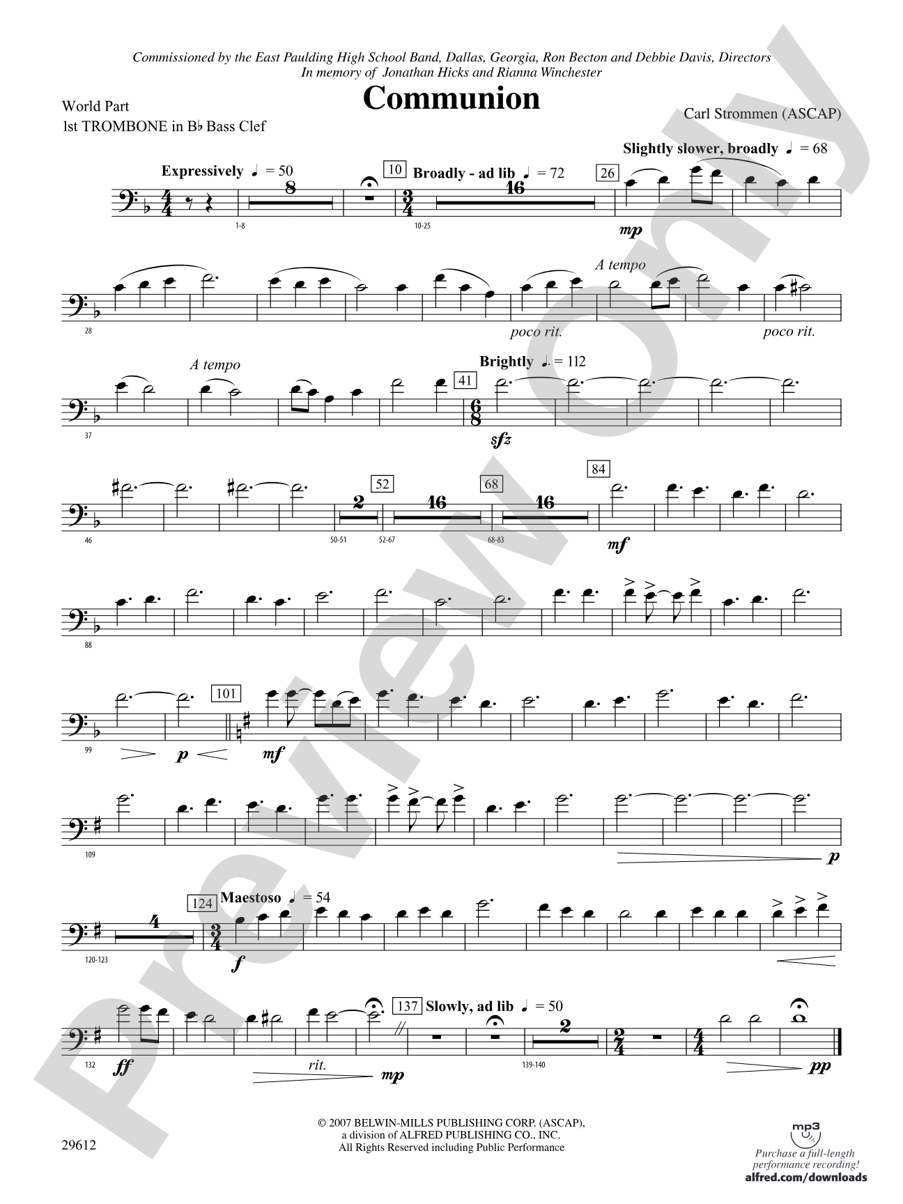 Communion: (wp) 1st B-flat Trombone B.C.