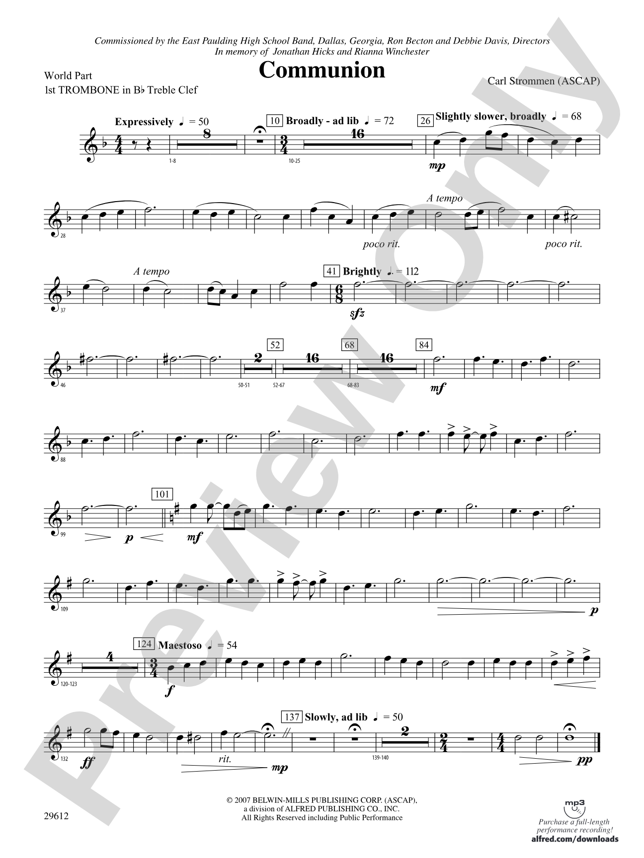Communion: (wp) 1st B-flat Trombone T.C.