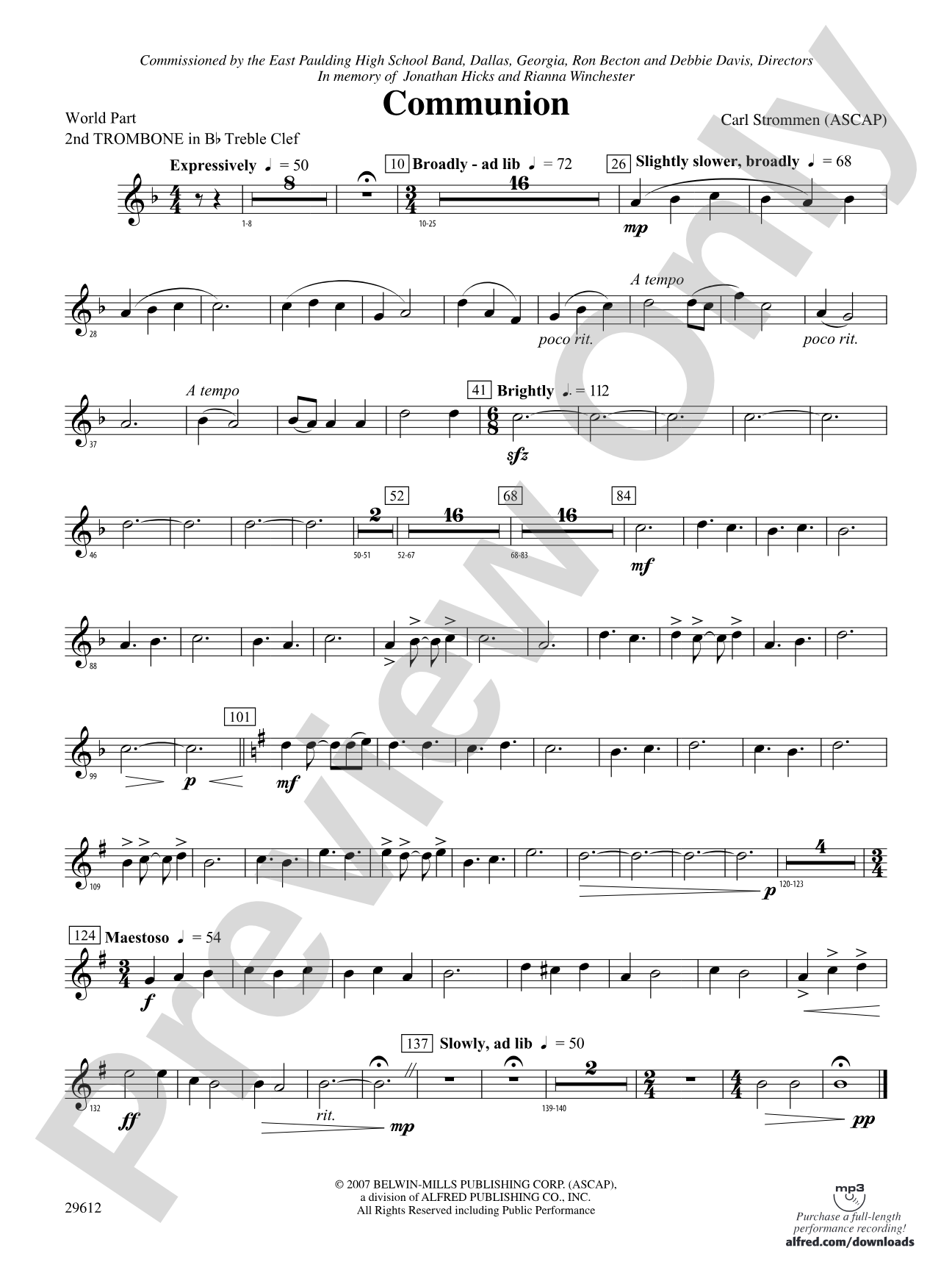 Communion: (wp) 2nd B-flat Trombone T.C.