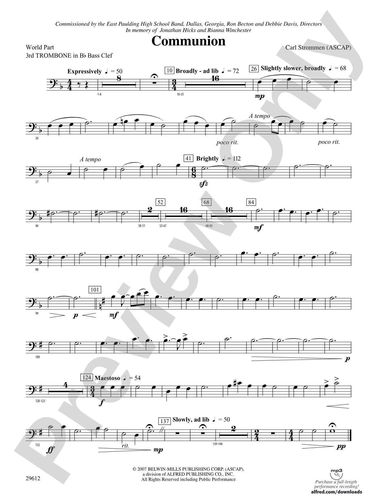 Communion: (wp) 3rd B-flat Trombone B.C.