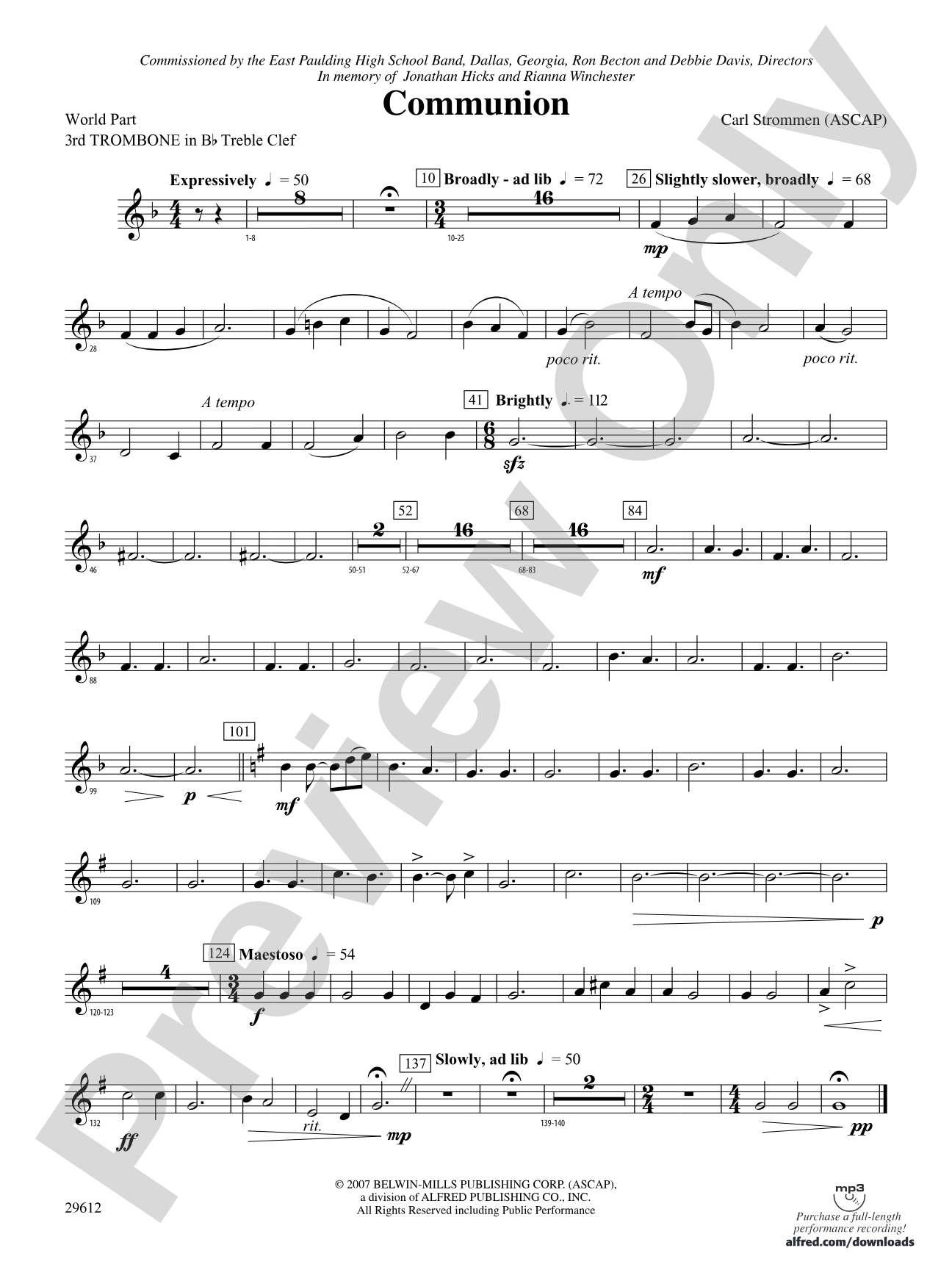 Communion: (wp) 3rd B-flat Trombone T.C.