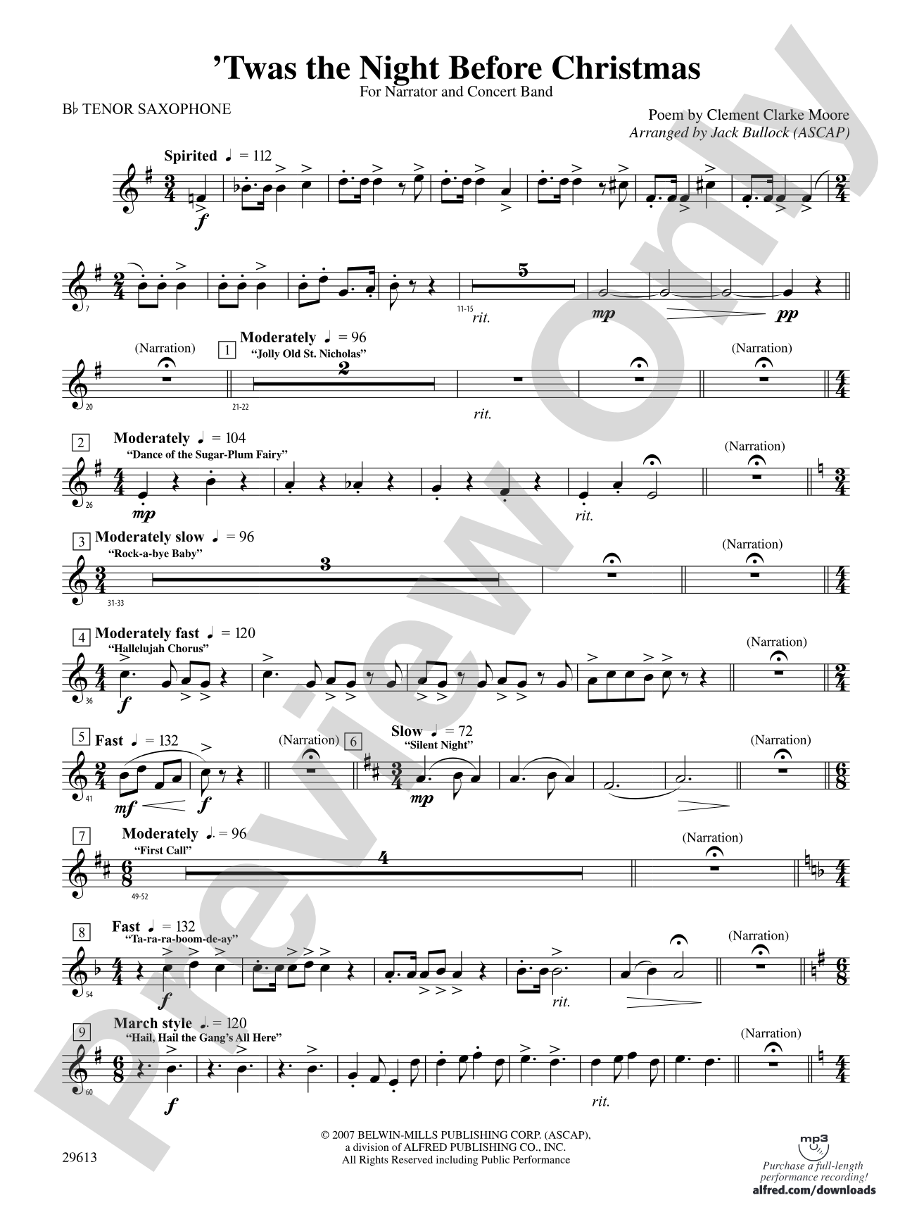 T'was the Night Before Christmas: B-flat Tenor Saxophone