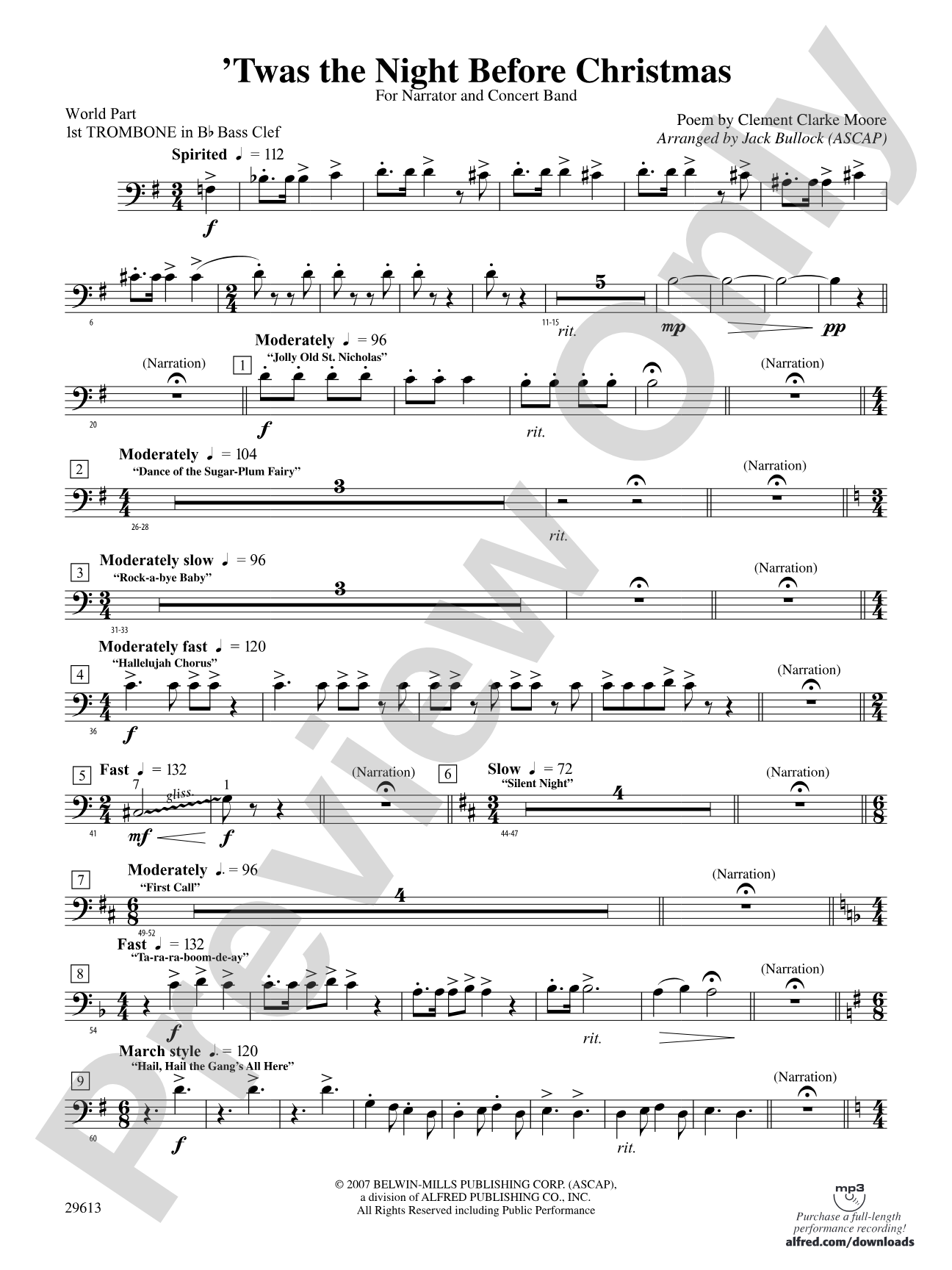 T'was the Night Before Christmas: (wp) 1st B-flat Trombone B.C.