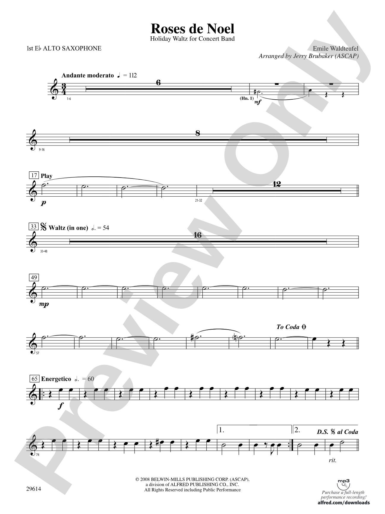 Roses de Noel: E-flat Alto Saxophone