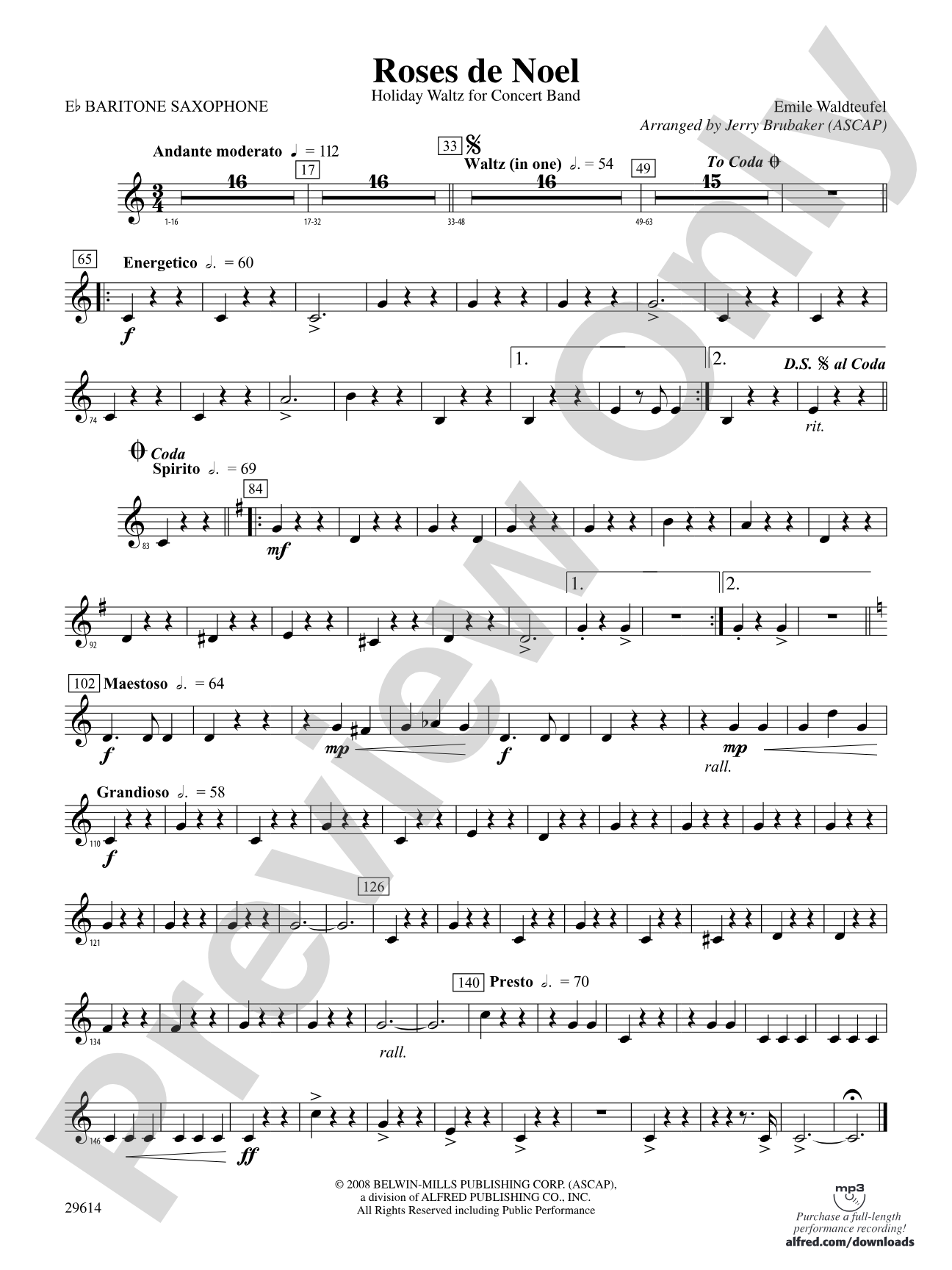 Roses de Noel: E-flat Baritone Saxophone