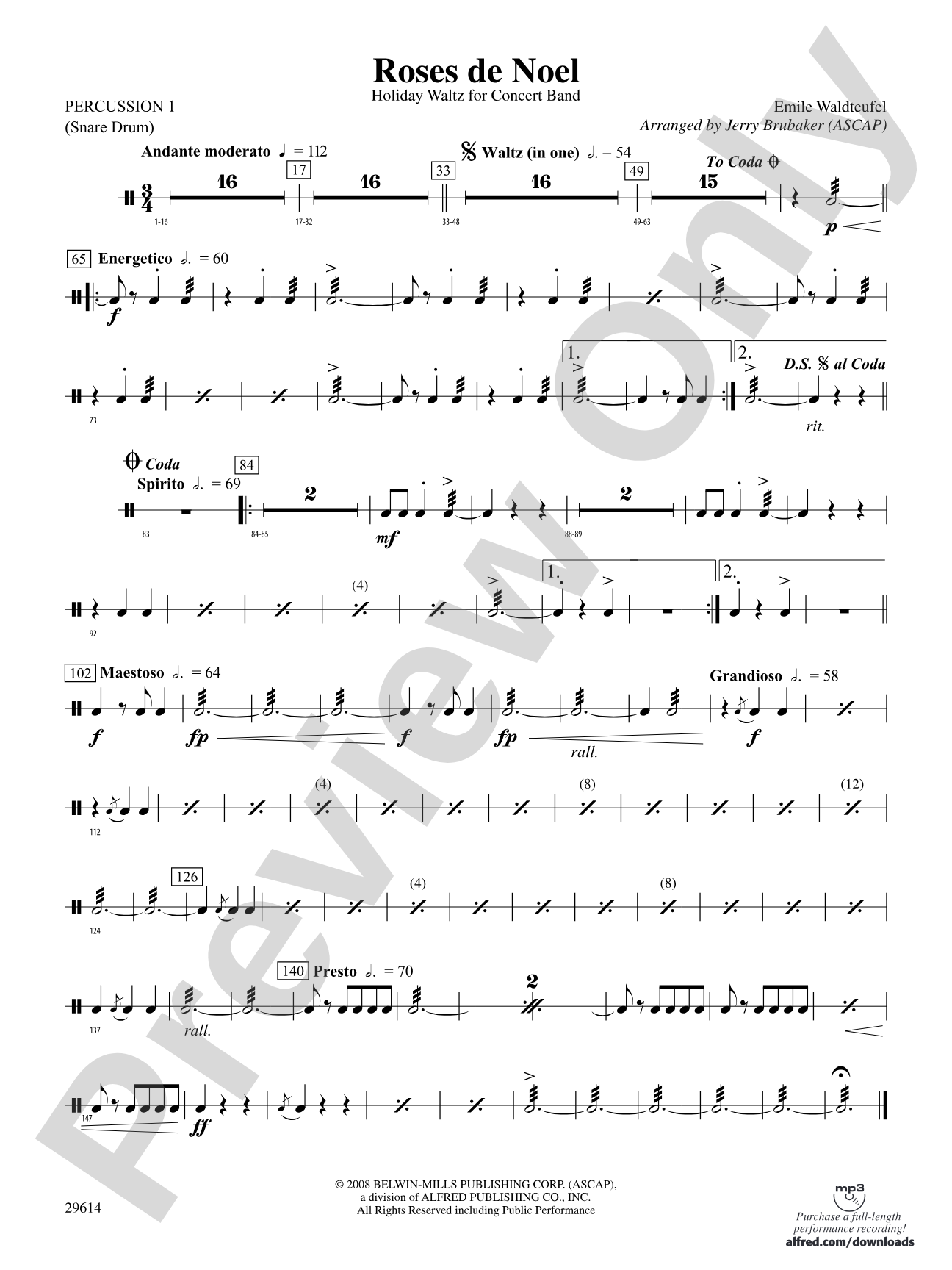 Roses de Noel: 1st Percussion