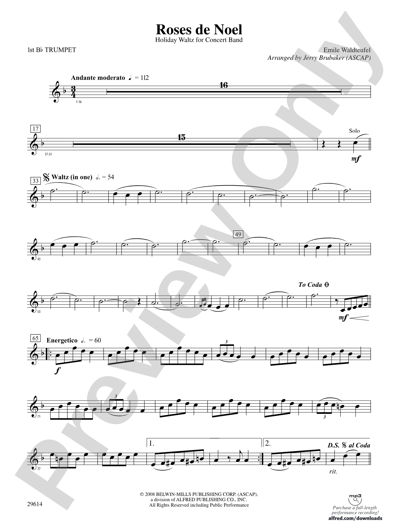 Roses de Noel: 1st B-flat Trumpet