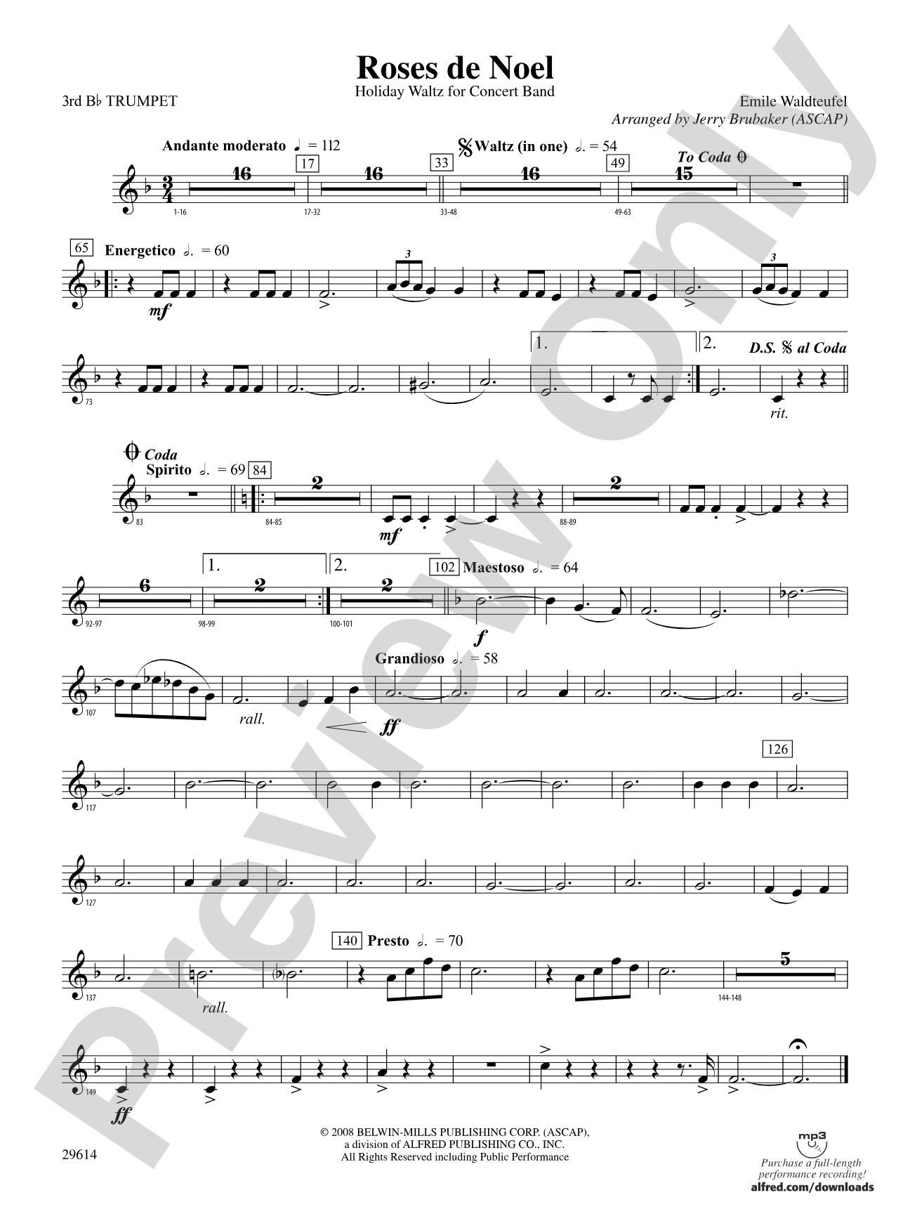 Roses de Noel: 3rd B-flat Trumpet