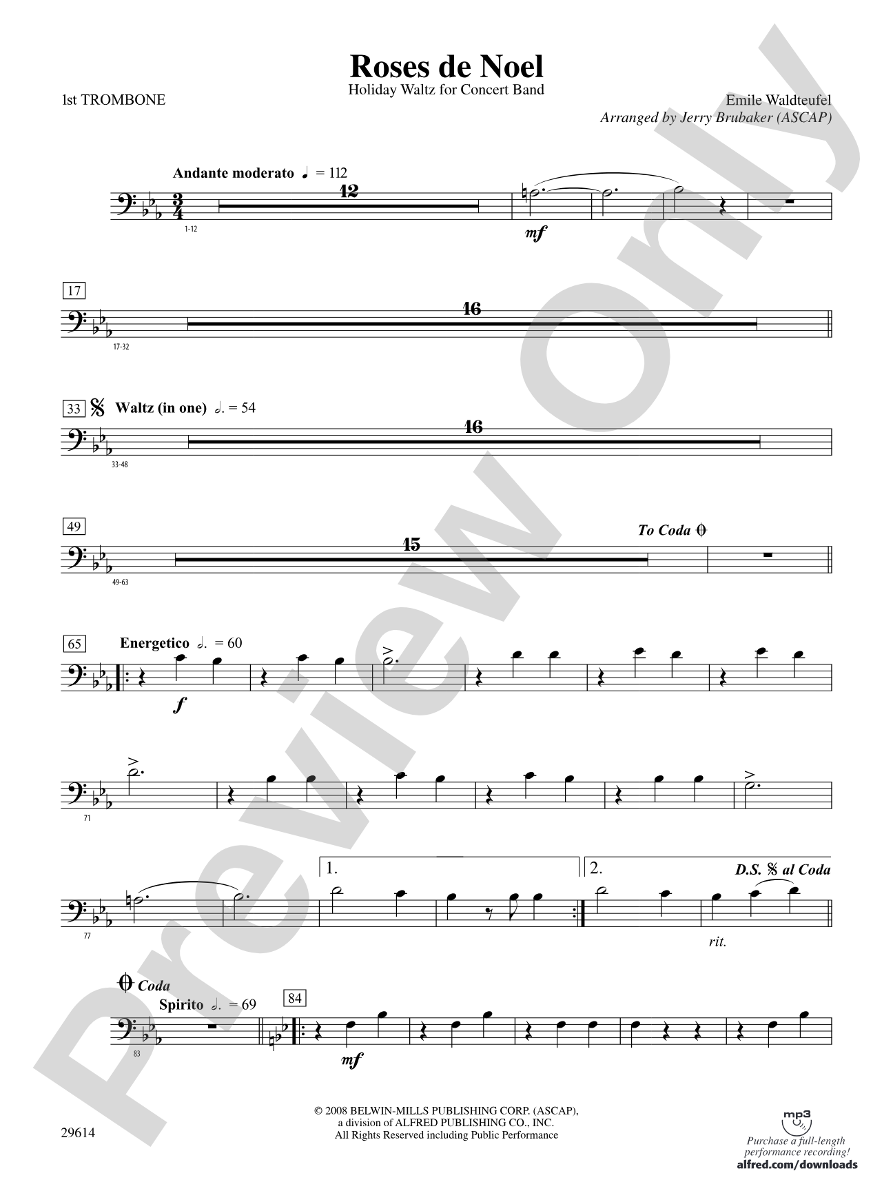 Roses de Noel: 1st Trombone