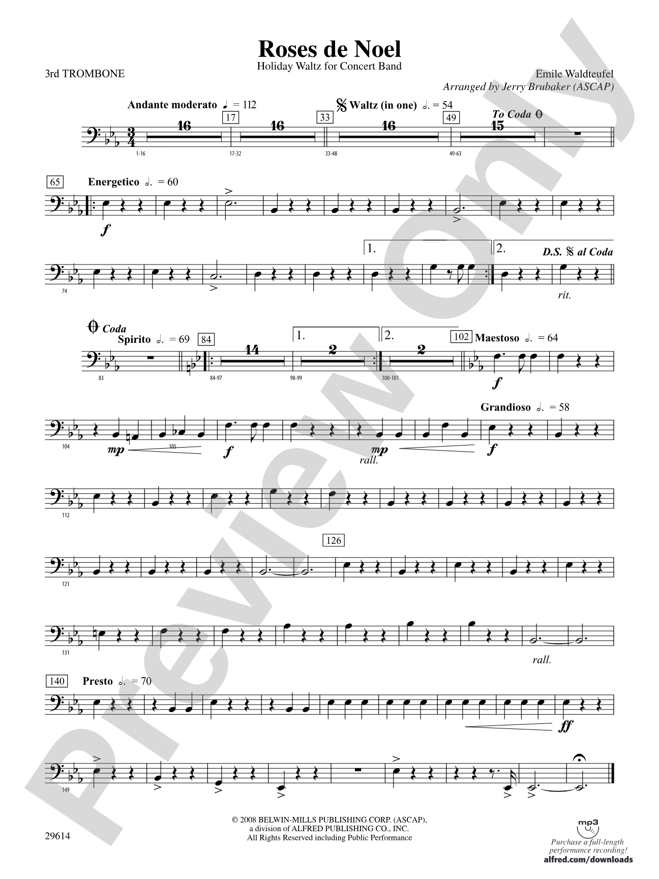 Roses de Noel: 3rd Trombone
