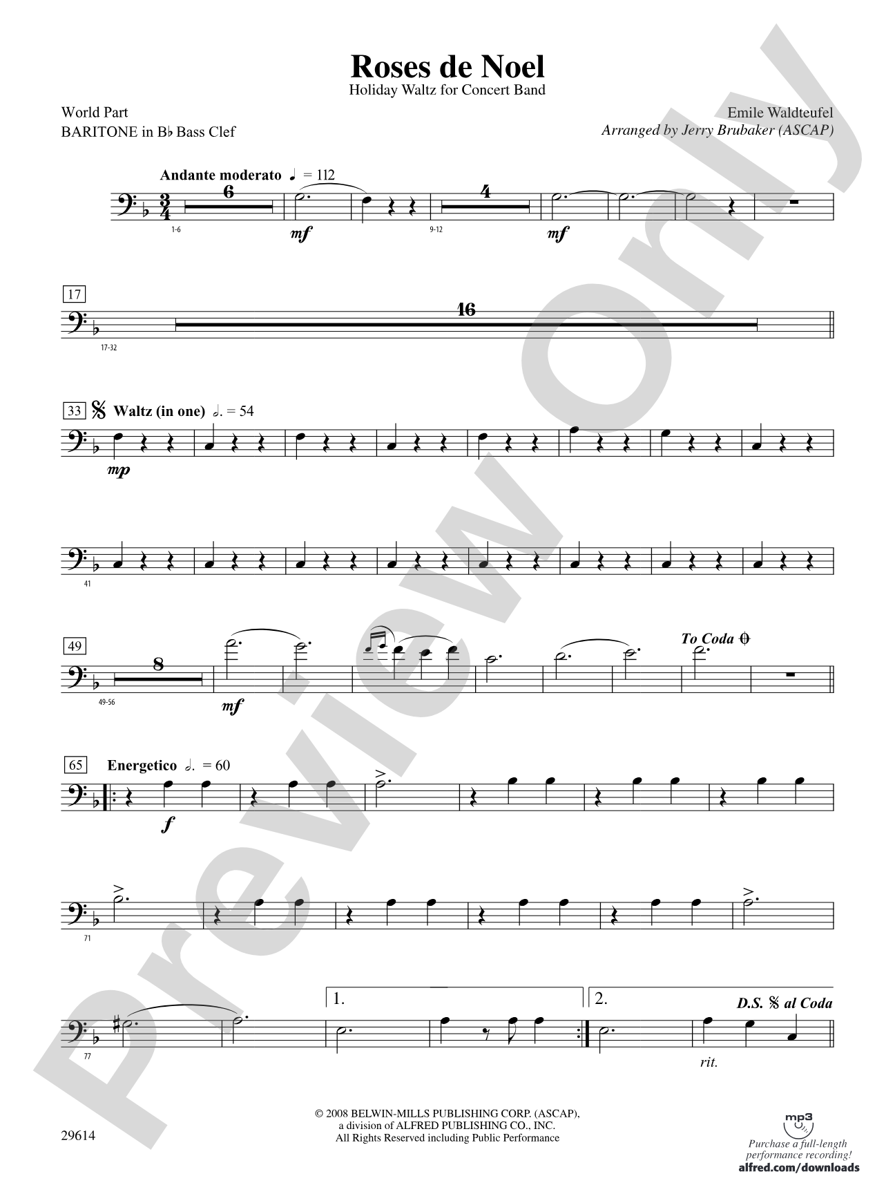Roses de Noel: (wp) B-flat Baritone B.C.