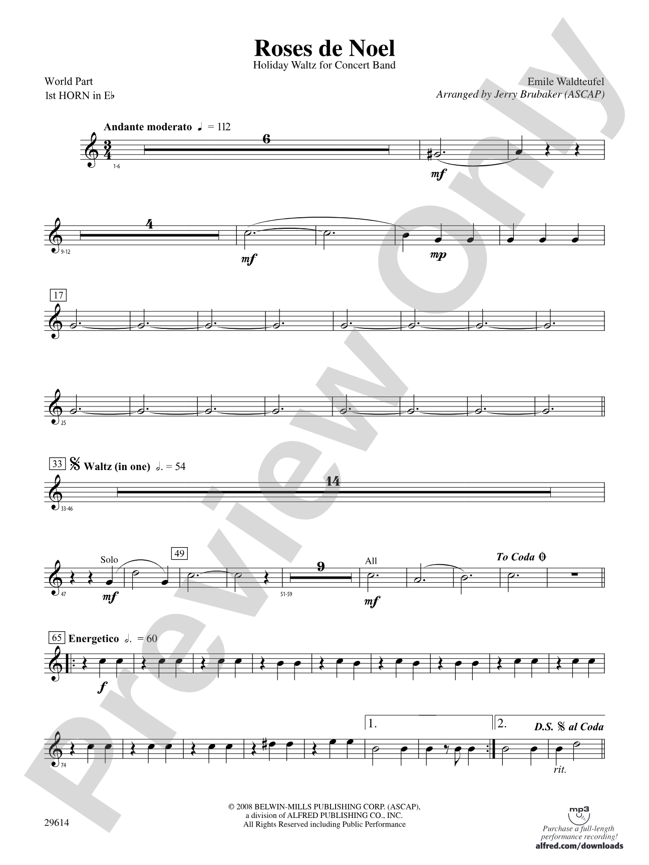Roses de Noel: (wp) 1st Horn in E-flat