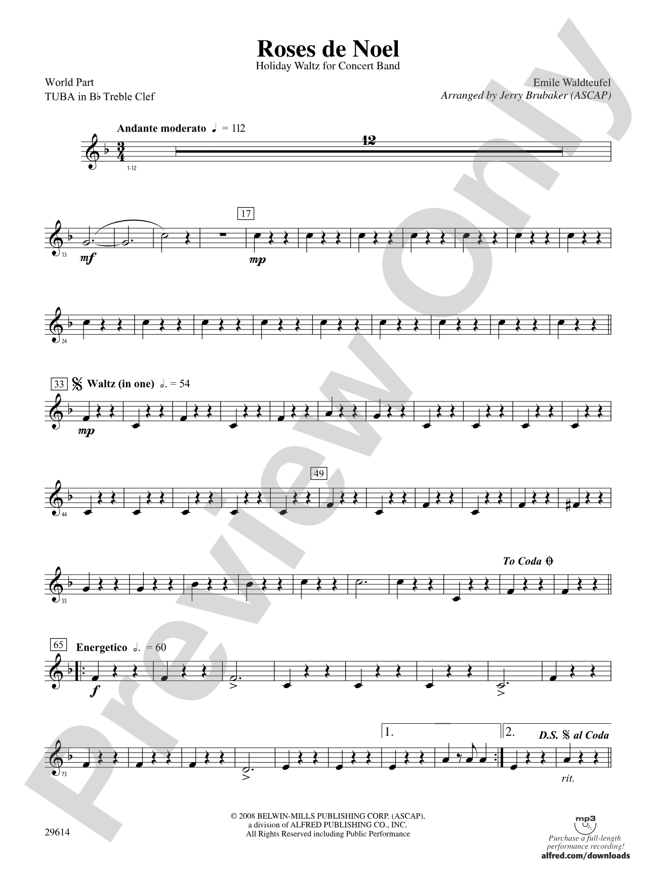 Roses de Noel: (wp) B-flat Tuba T.C.