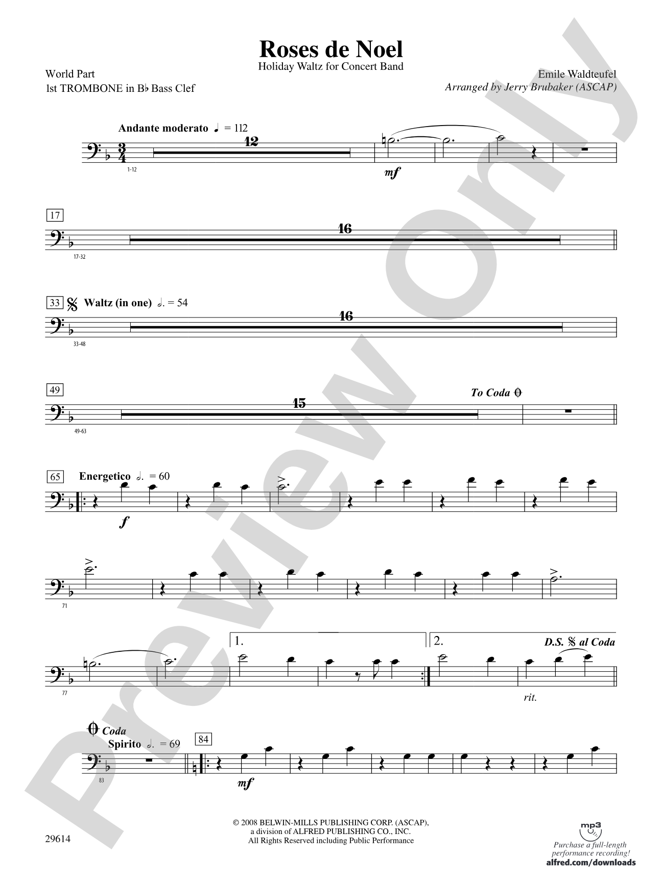 Roses de Noel: (wp) 1st B-flat Trombone B.C.