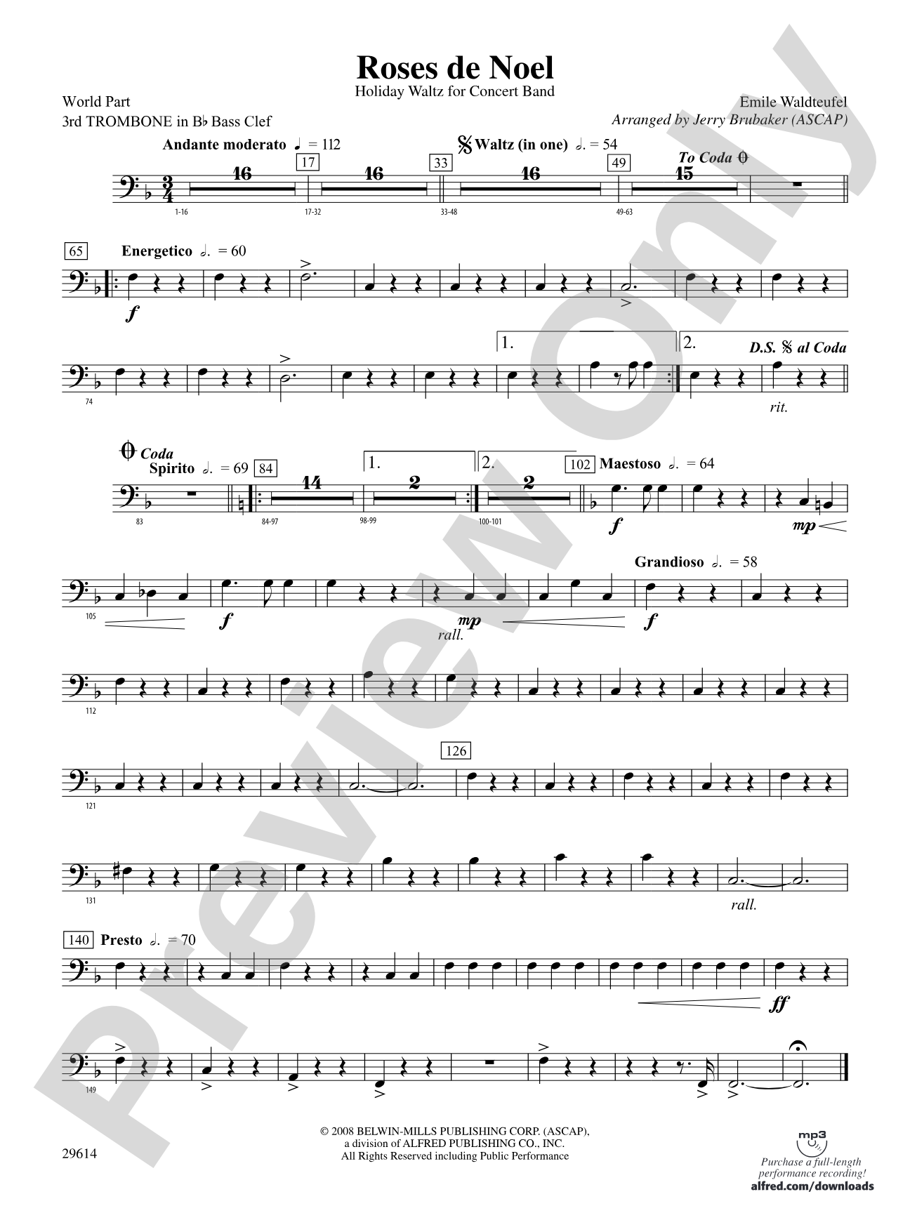 Roses de Noel: (wp) 3rd B-flat Trombone B.C.