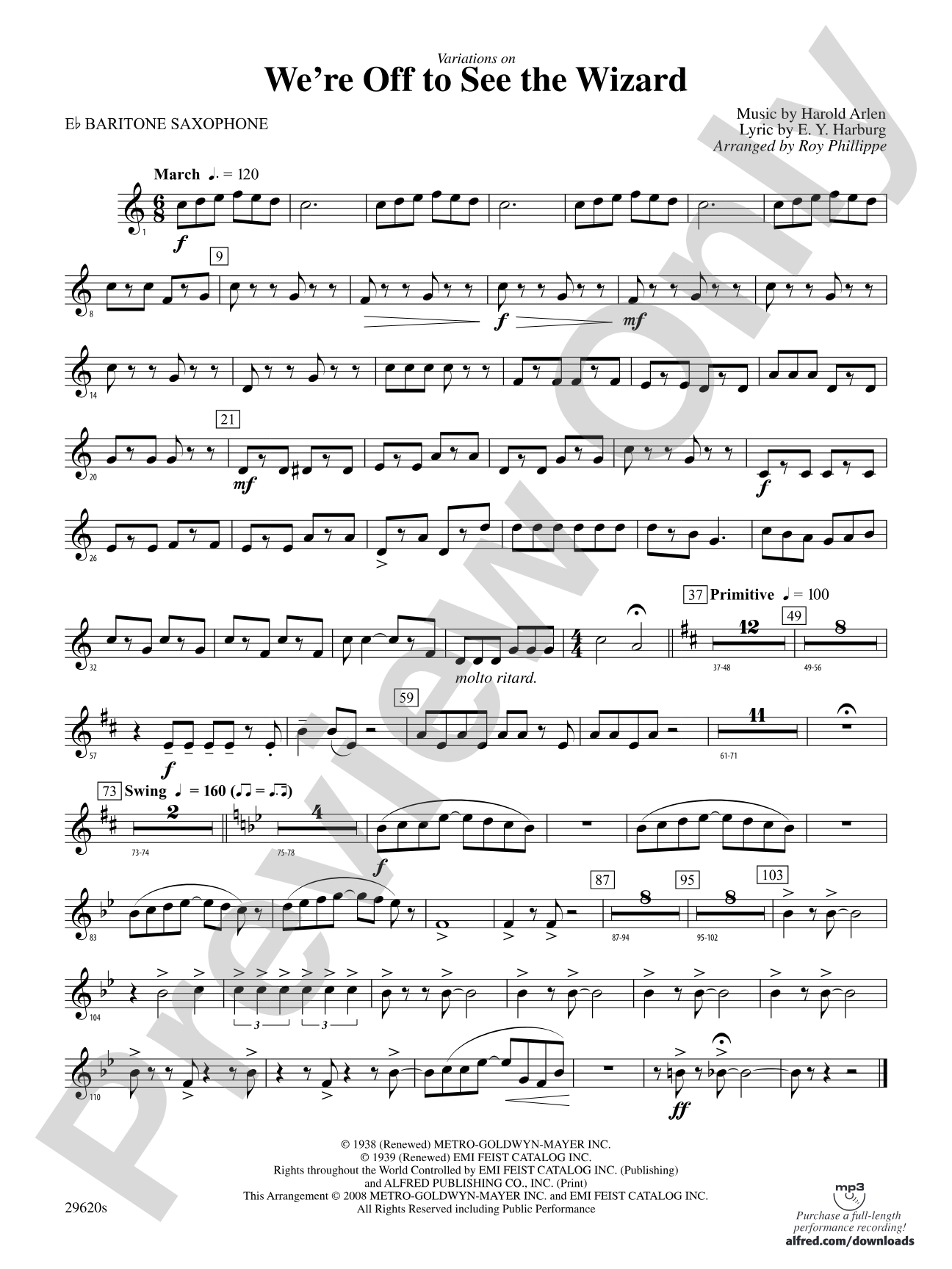 We're Off to See the Wizard, Variations on: E-flat Baritone Saxophone