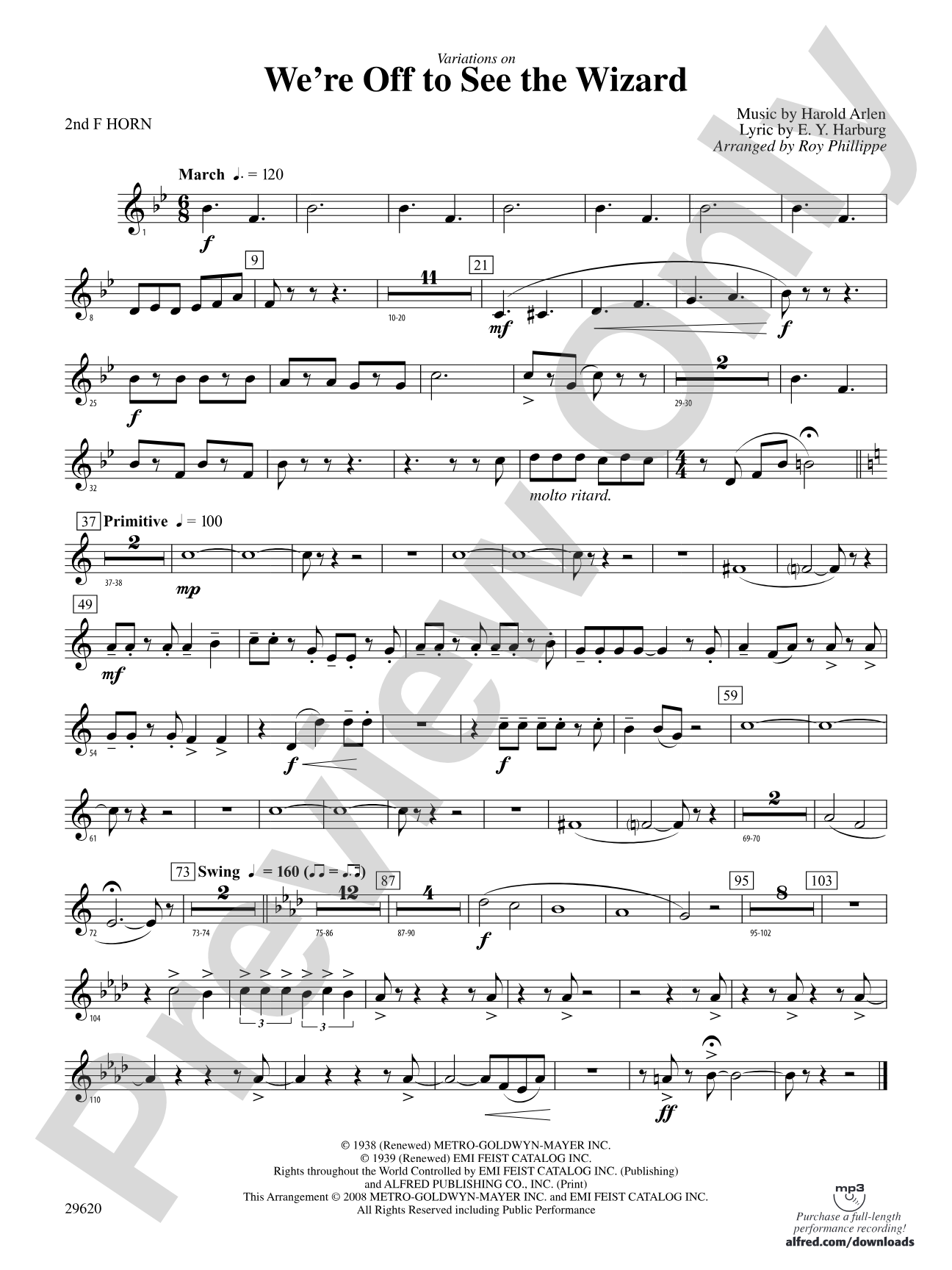 We're Off to See the Wizard, Variations on: 2nd F Horn
