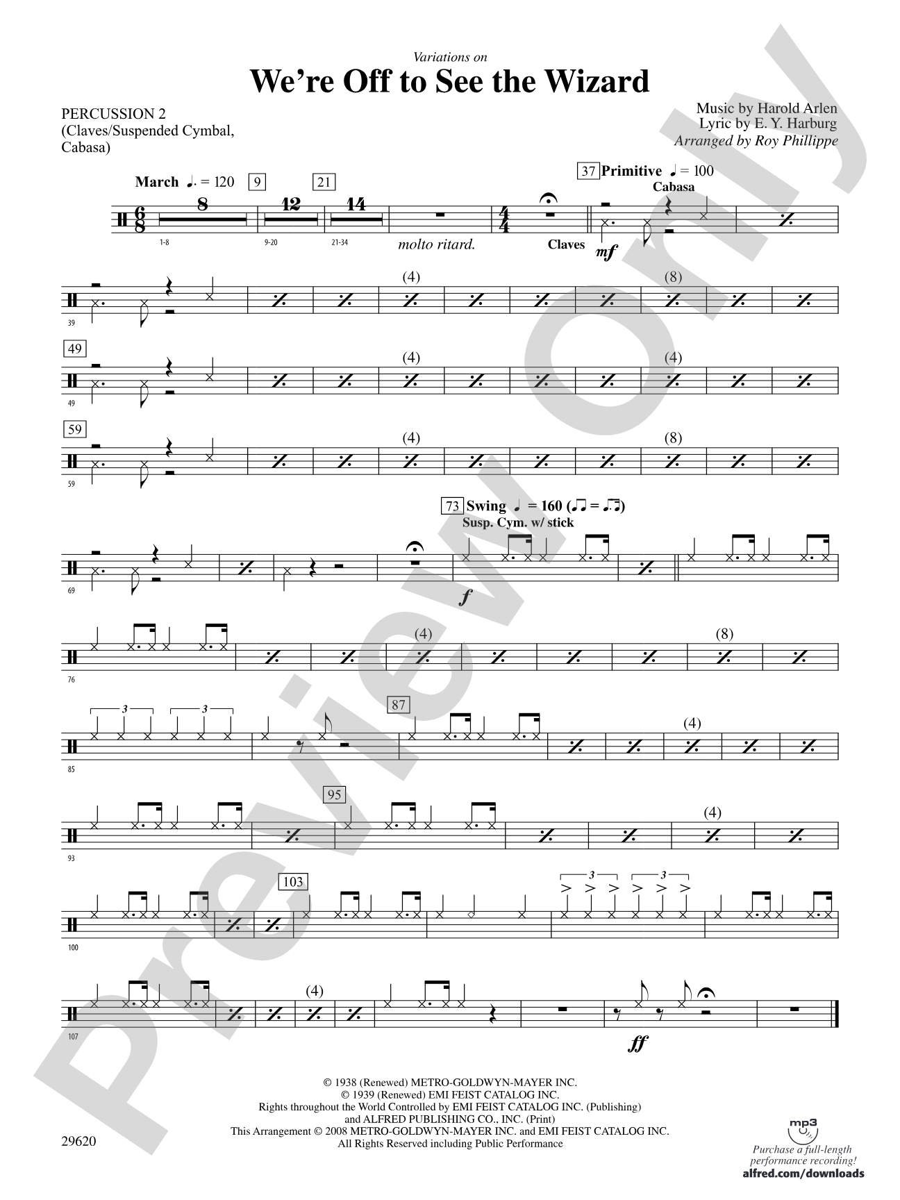 We're Off to See the Wizard, Variations on: 2nd Percussion