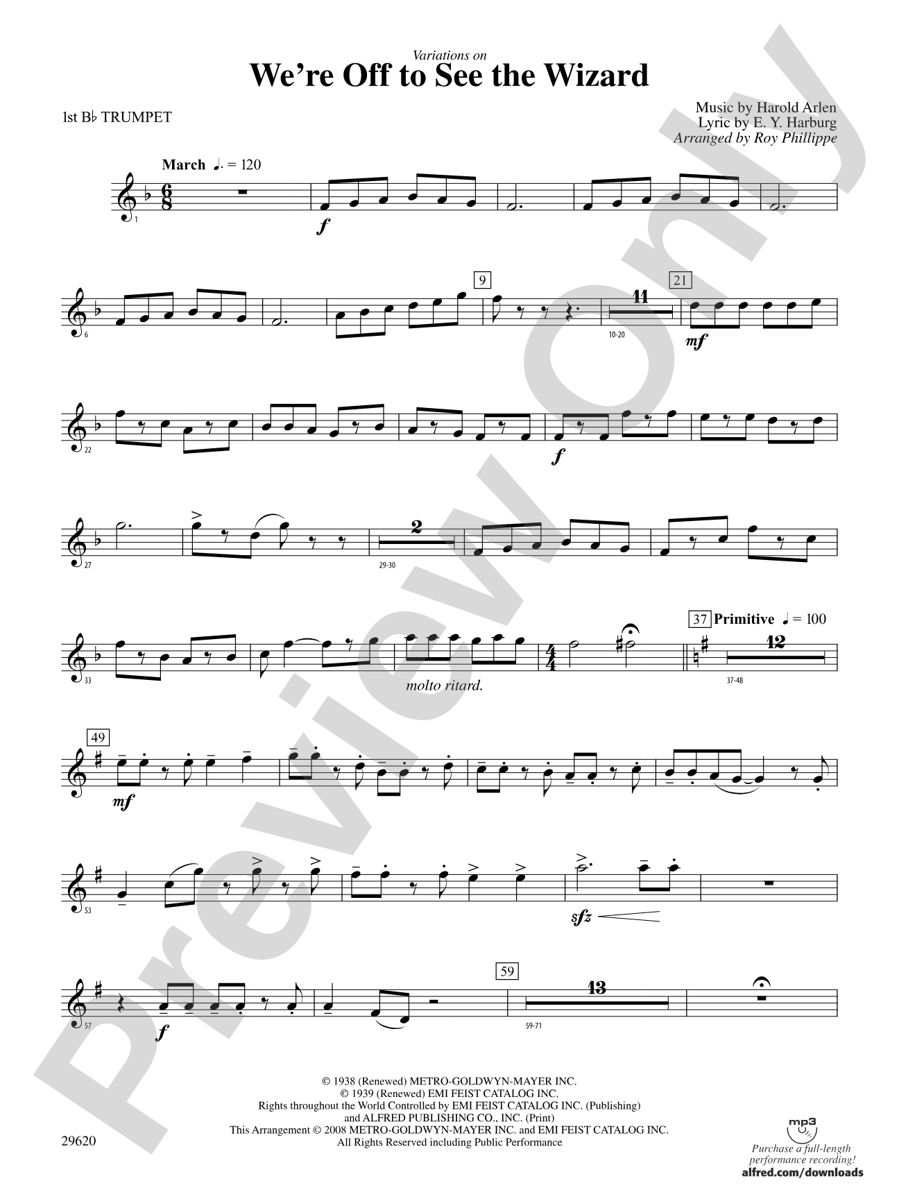 We're Off to See the Wizard, Variations on: 1st B-flat Trumpet