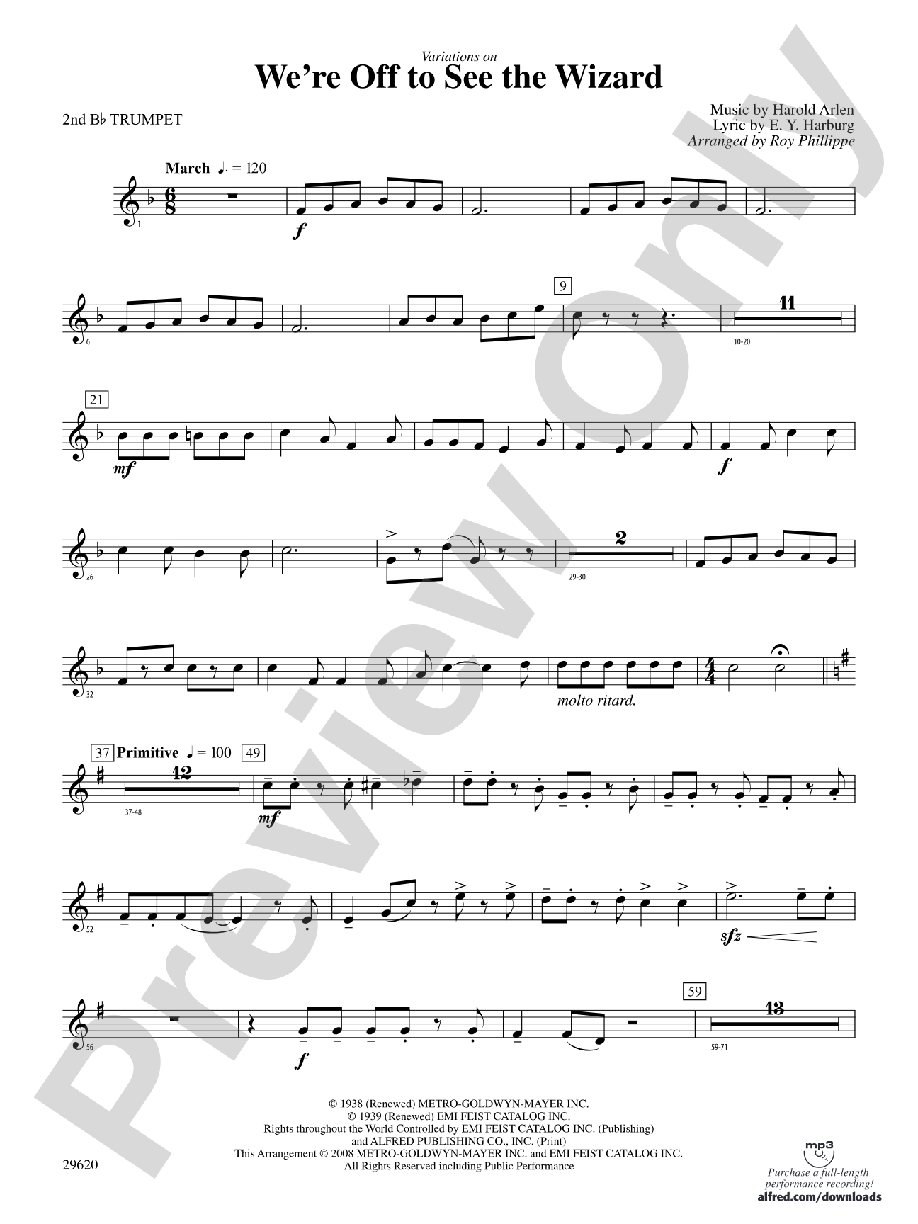 We're Off to See the Wizard, Variations on: 2nd B-flat Trumpet