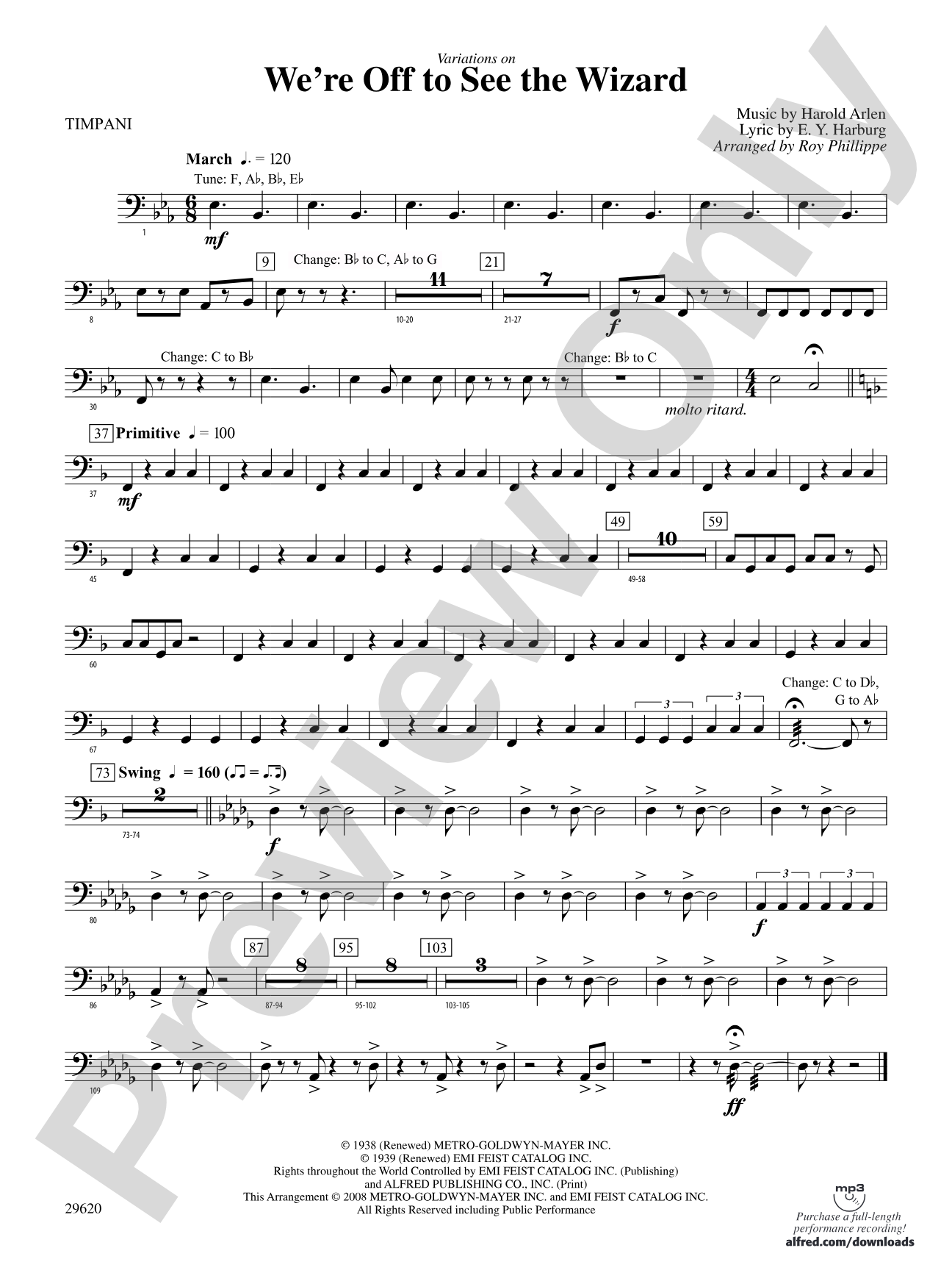 We're Off to See the Wizard, Variations on: Timpani