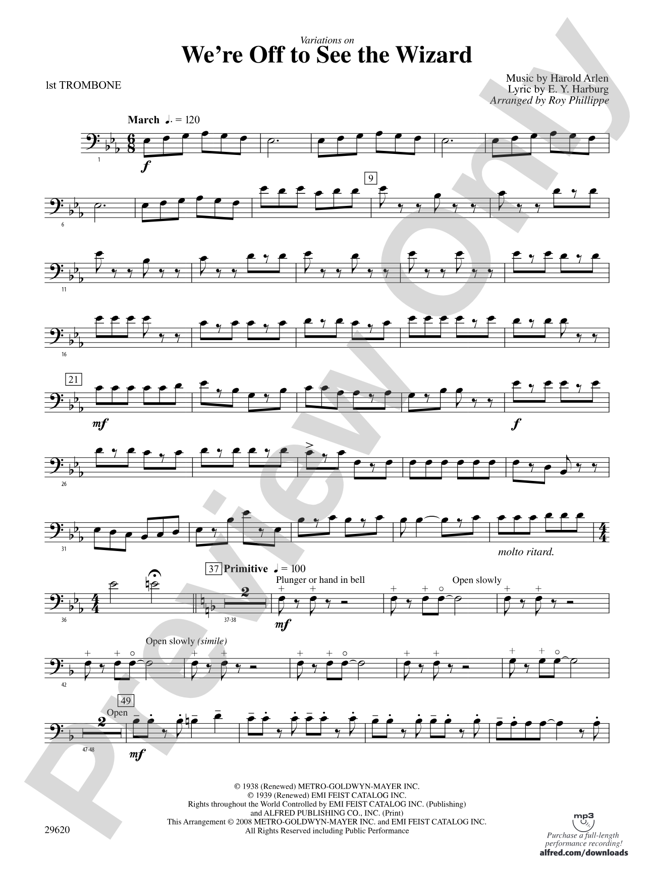 We're Off to See the Wizard, Variations on: 1st Trombone