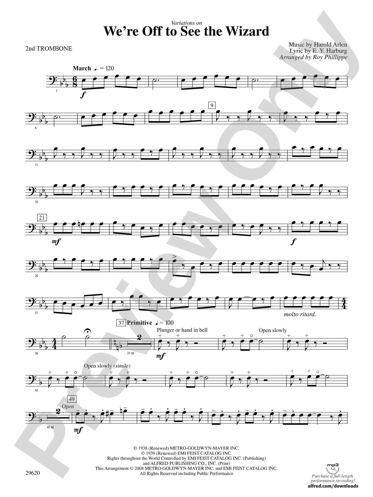 We're Off to See the Wizard, Variations on: 2nd Trombone