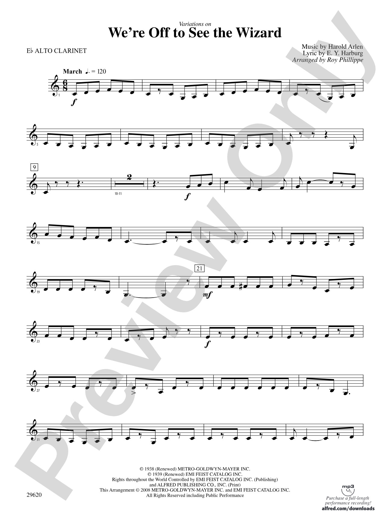 We're Off to See the Wizard, Variations on: (wp) E-flat Alto Clarinet
