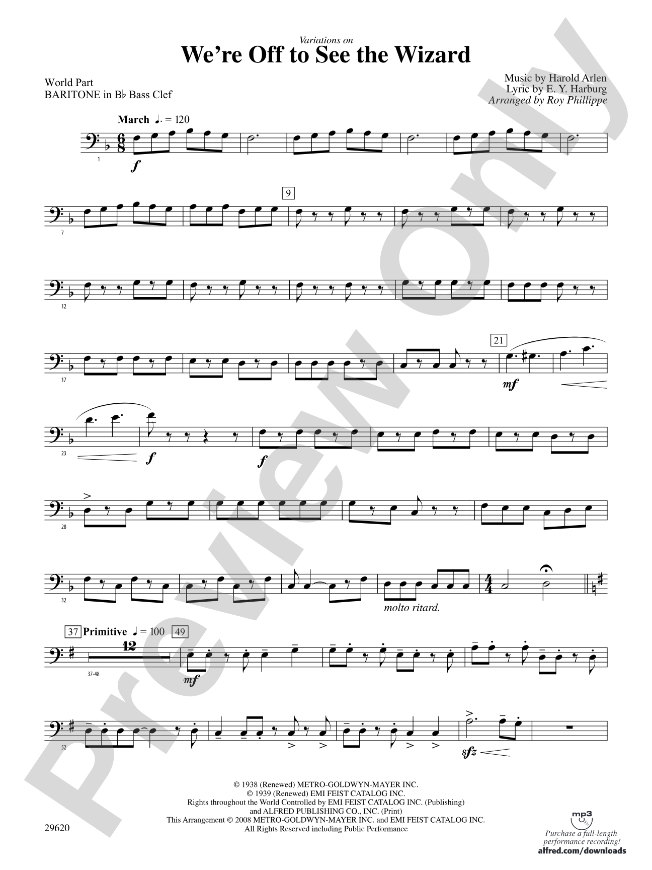 We're Off to See the Wizard, Variations on: (wp) B-flat Baritone B.C.