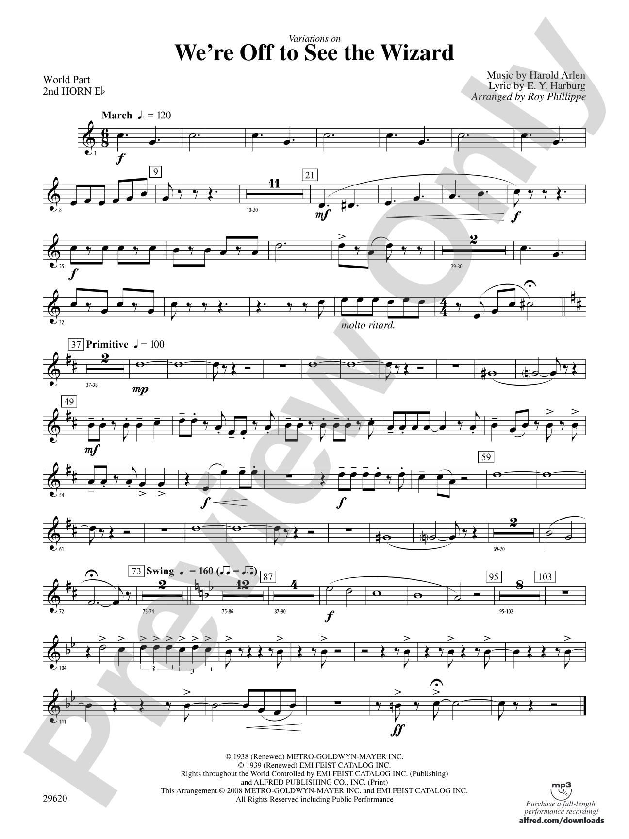 We're Off to See the Wizard, Variations on: (wp) 2nd Horn in E-flat