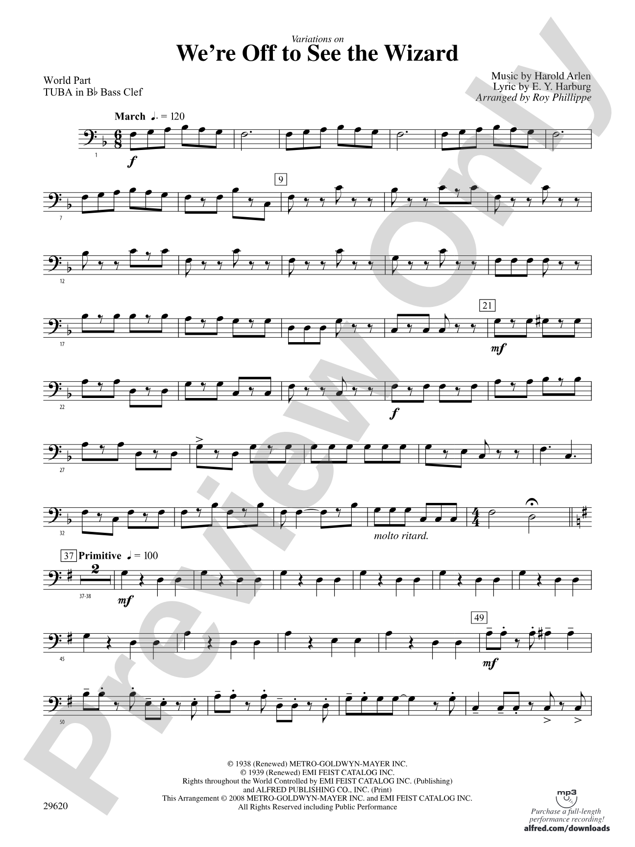 We're Off to See the Wizard, Variations on: (wp) B-flat Tuba B.C.