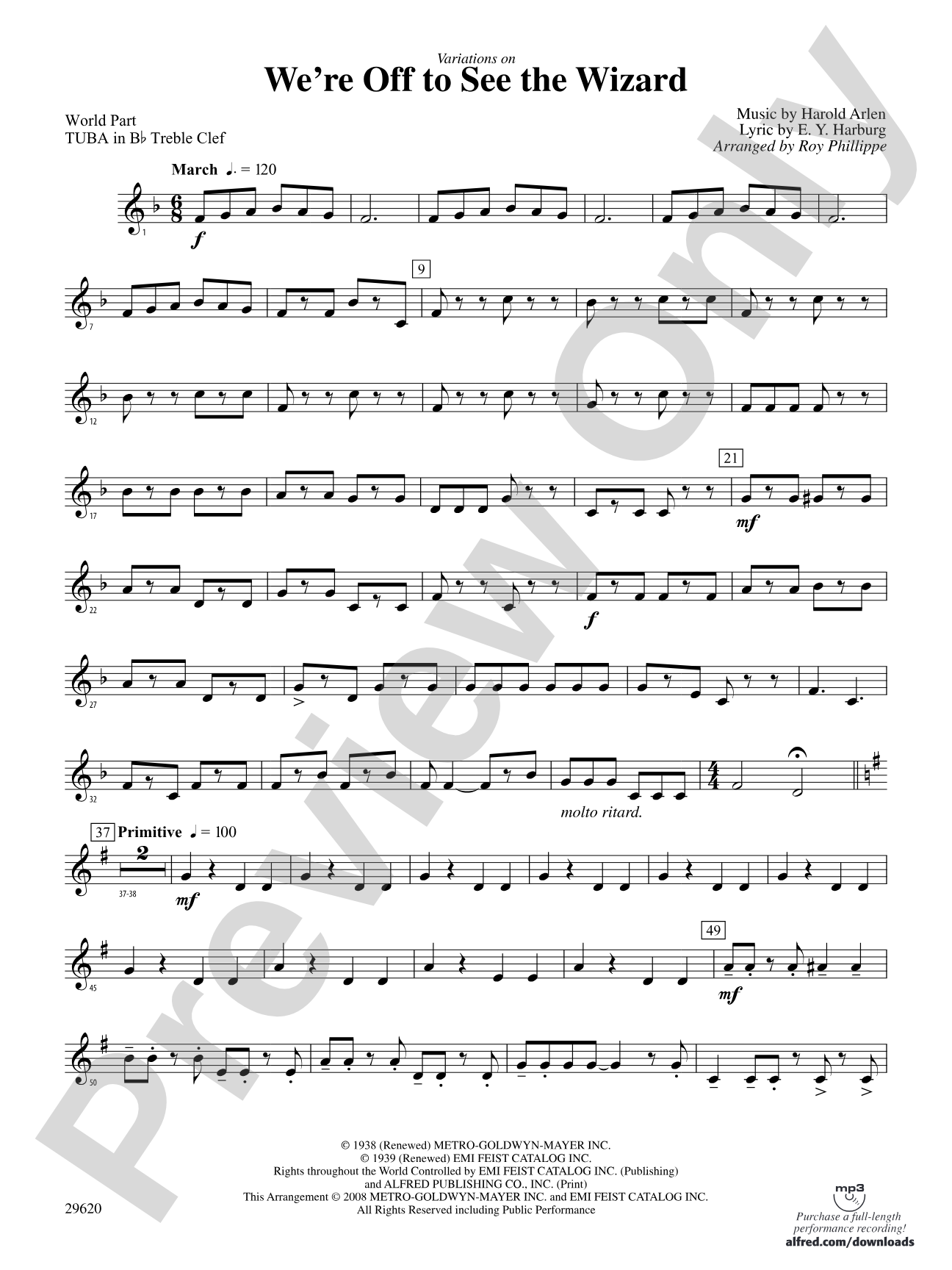 We're Off to See the Wizard, Variations on: (wp) B-flat Tuba T.C.