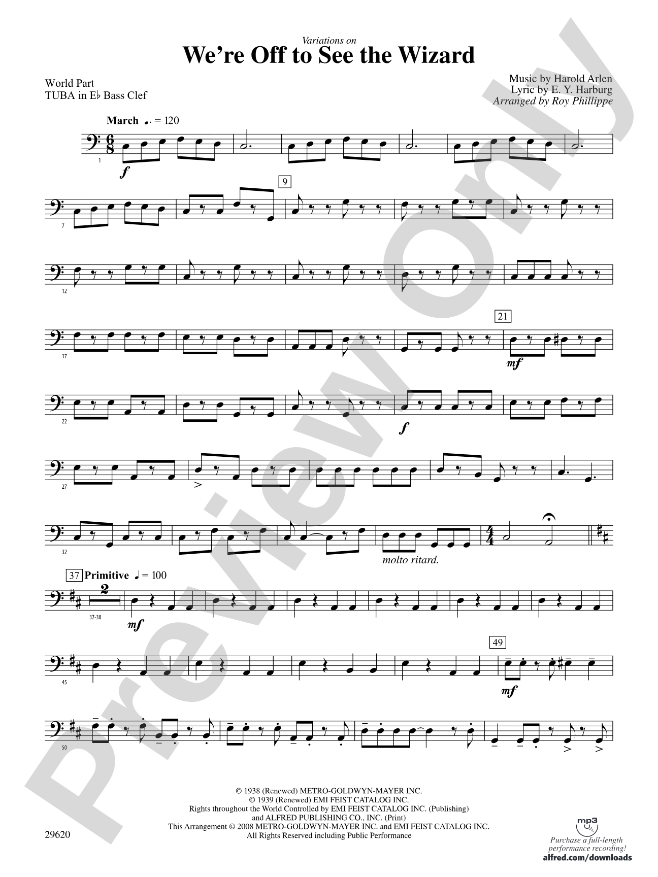 We're Off to See the Wizard, Variations on: (wp) E-flat Tuba B.C.