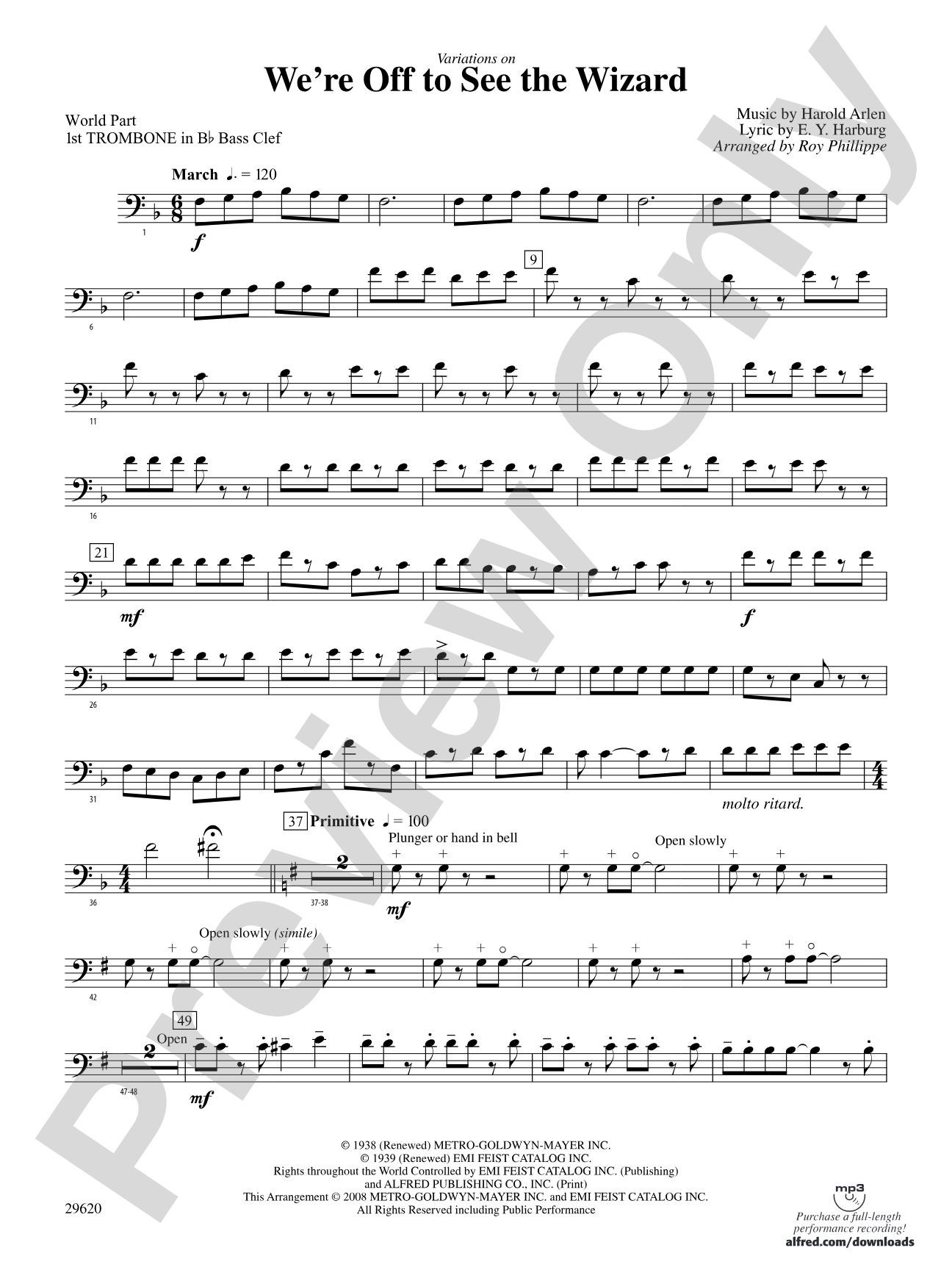 We're Off to See the Wizard, Variations on: (wp) 1st B-flat Trombone B.C.