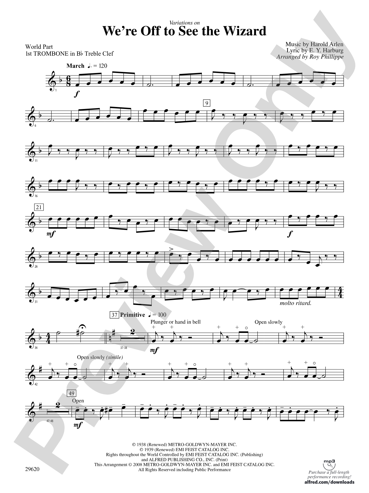 We're Off to See the Wizard, Variations on: (wp) 1st B-flat Trombone T.C.