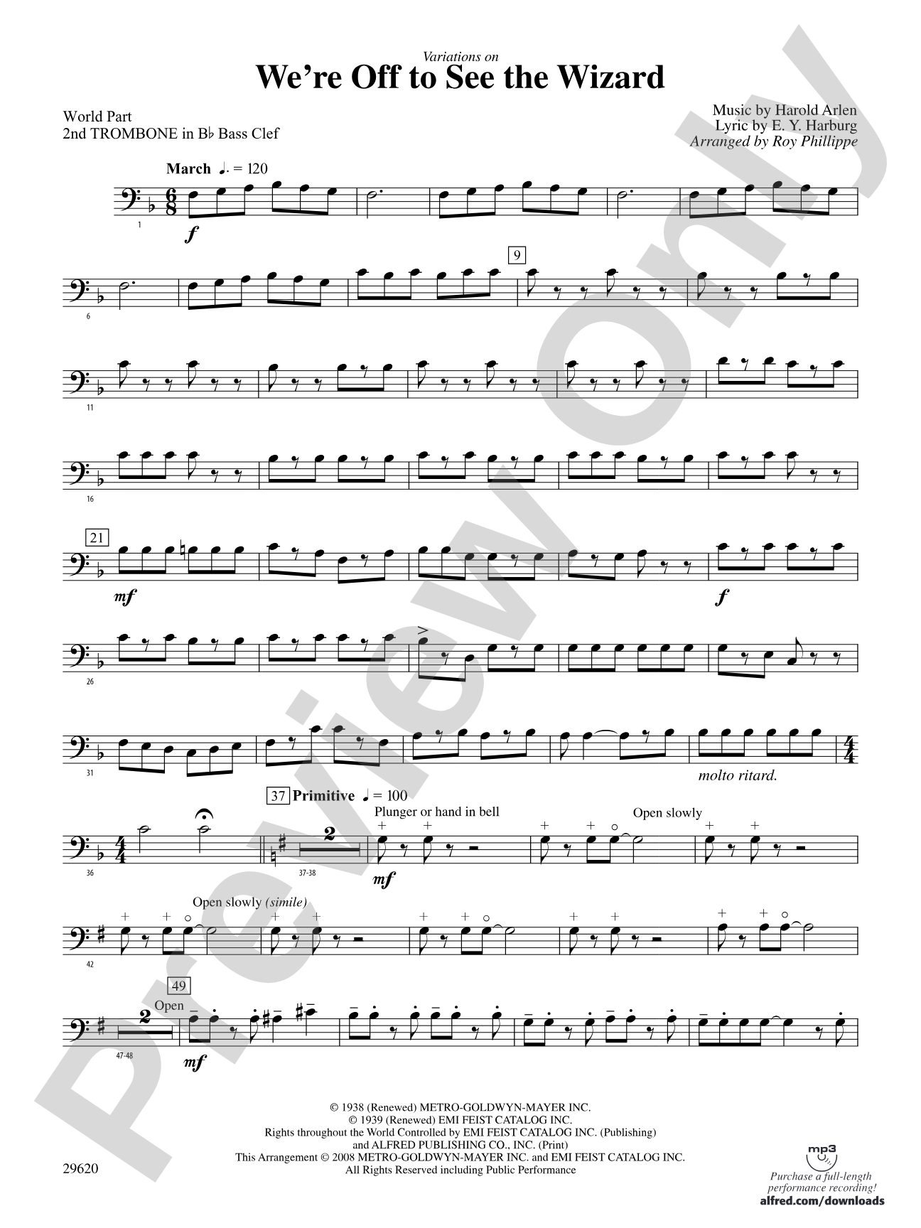 We're Off to See the Wizard, Variations on: (wp) 2nd B-flat Trombone B.C.
