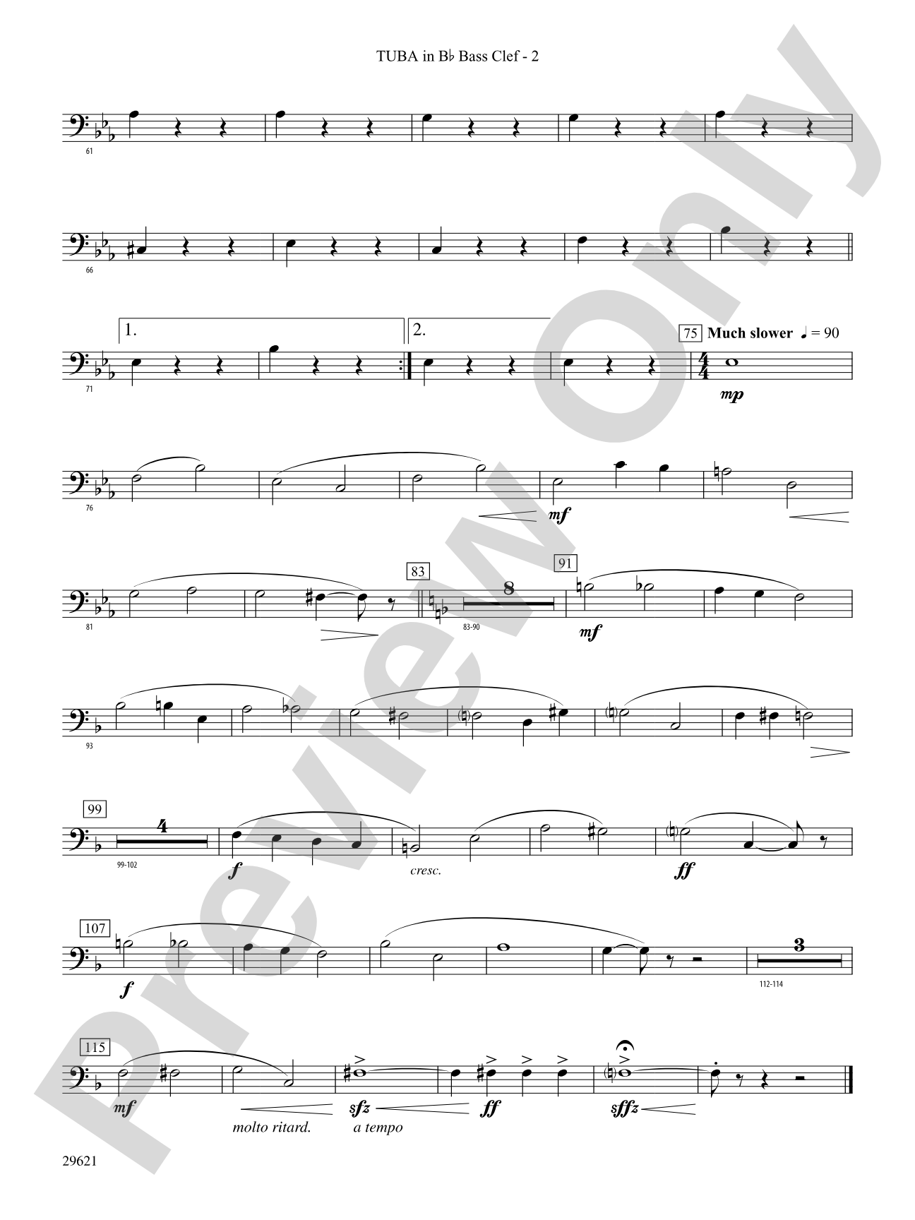 Over the Rainbow (from The Wizard of Oz), Variations on: (wp) B-flat Tuba B.C.