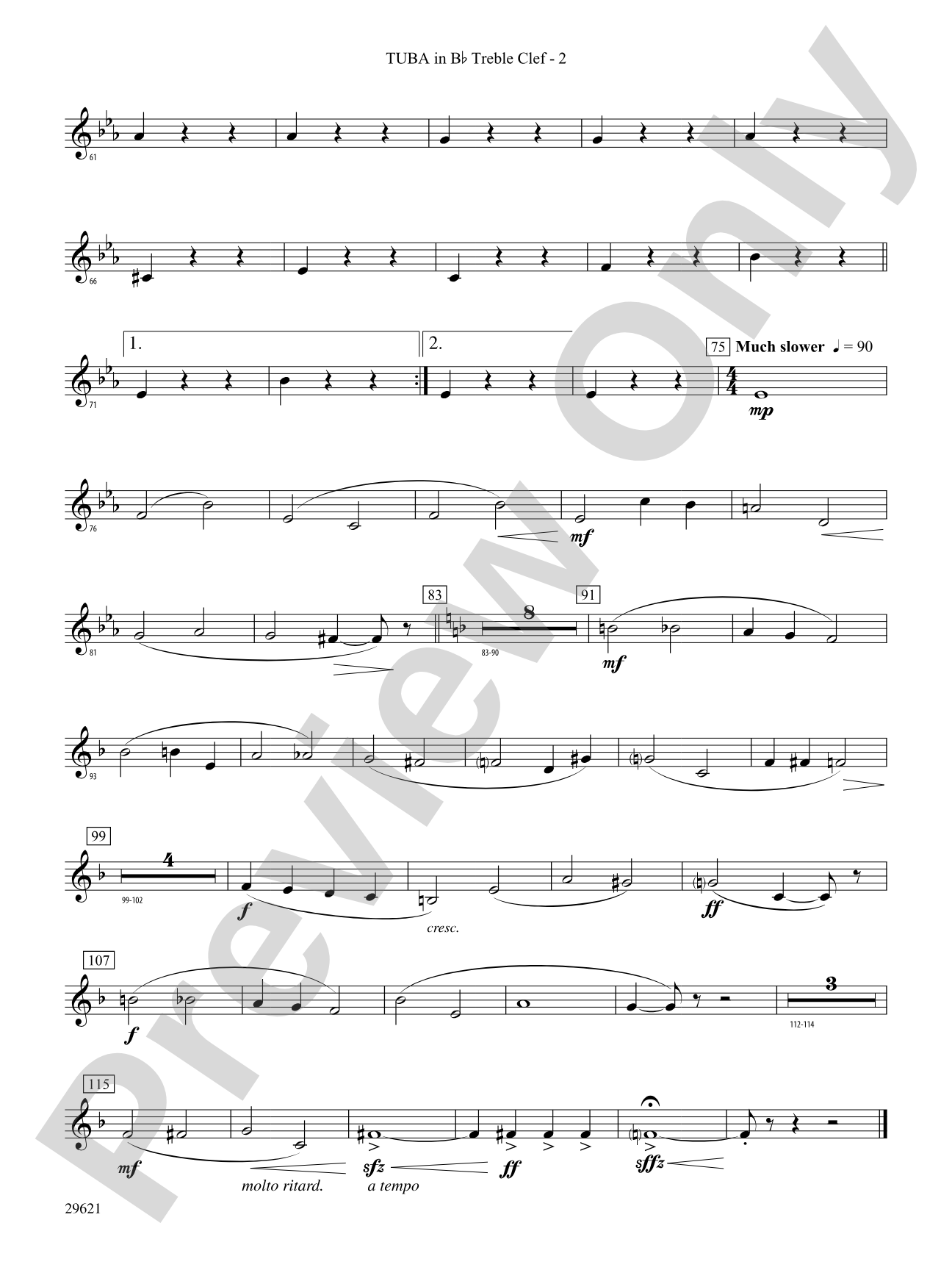 Over the Rainbow (from The Wizard of Oz), Variations on: (wp) B-flat Tuba T.C.