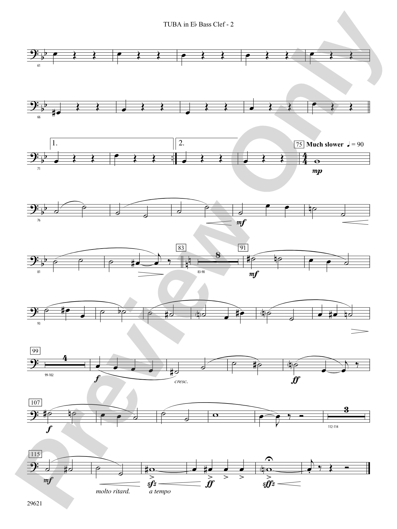 Over the Rainbow (from The Wizard of Oz), Variations on: (wp) E-flat Tuba B.C.