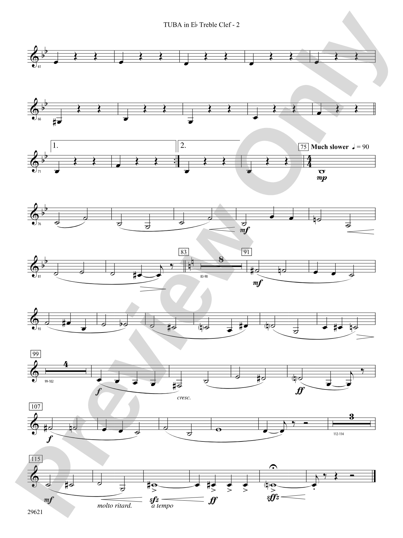 Over the Rainbow (from The Wizard of Oz), Variations on: (wp) E-flat Tuba T.C.