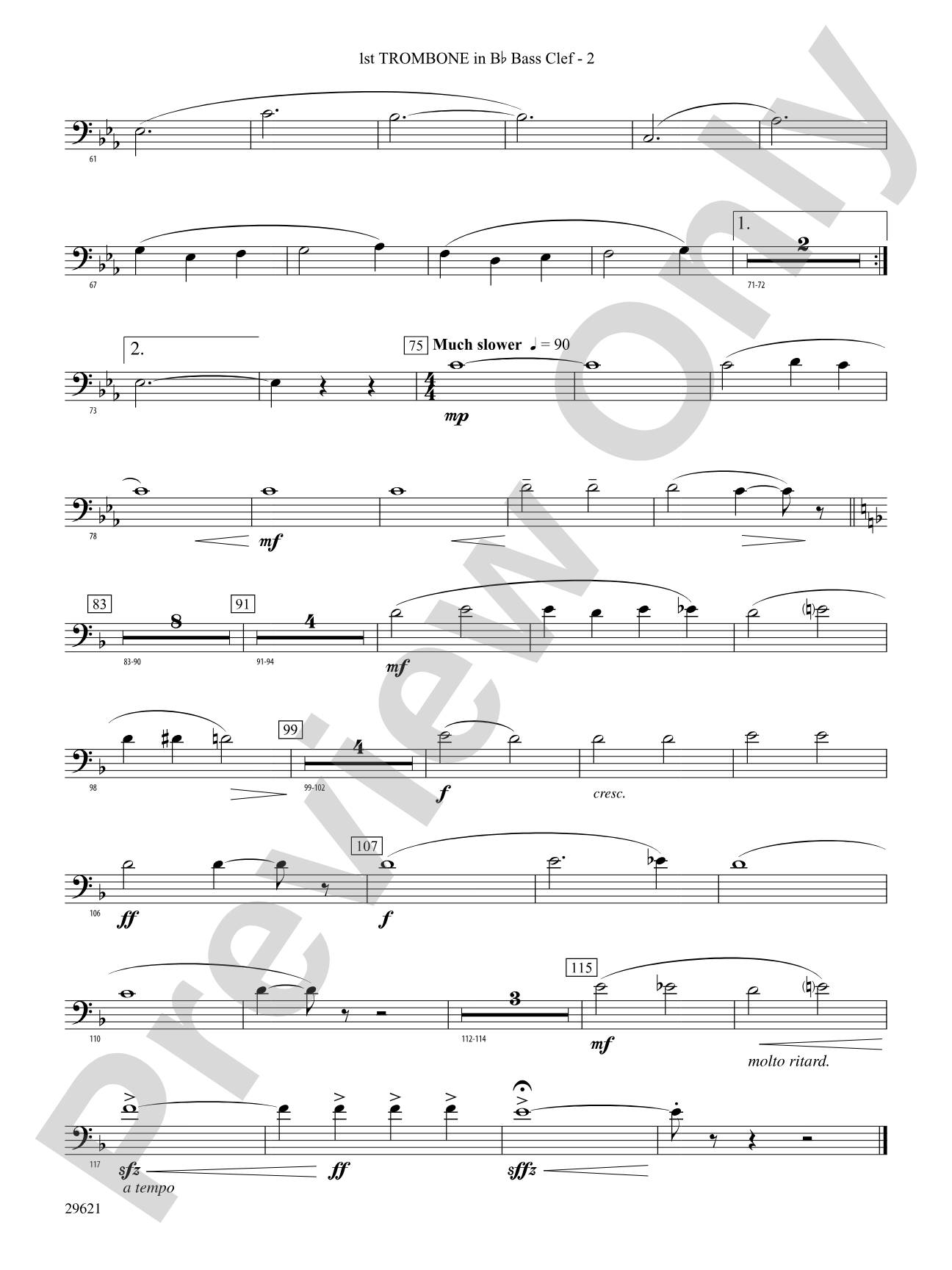 Over the Rainbow (from The Wizard of Oz), Variations on: (wp) 1st B-flat Trombone B.C.