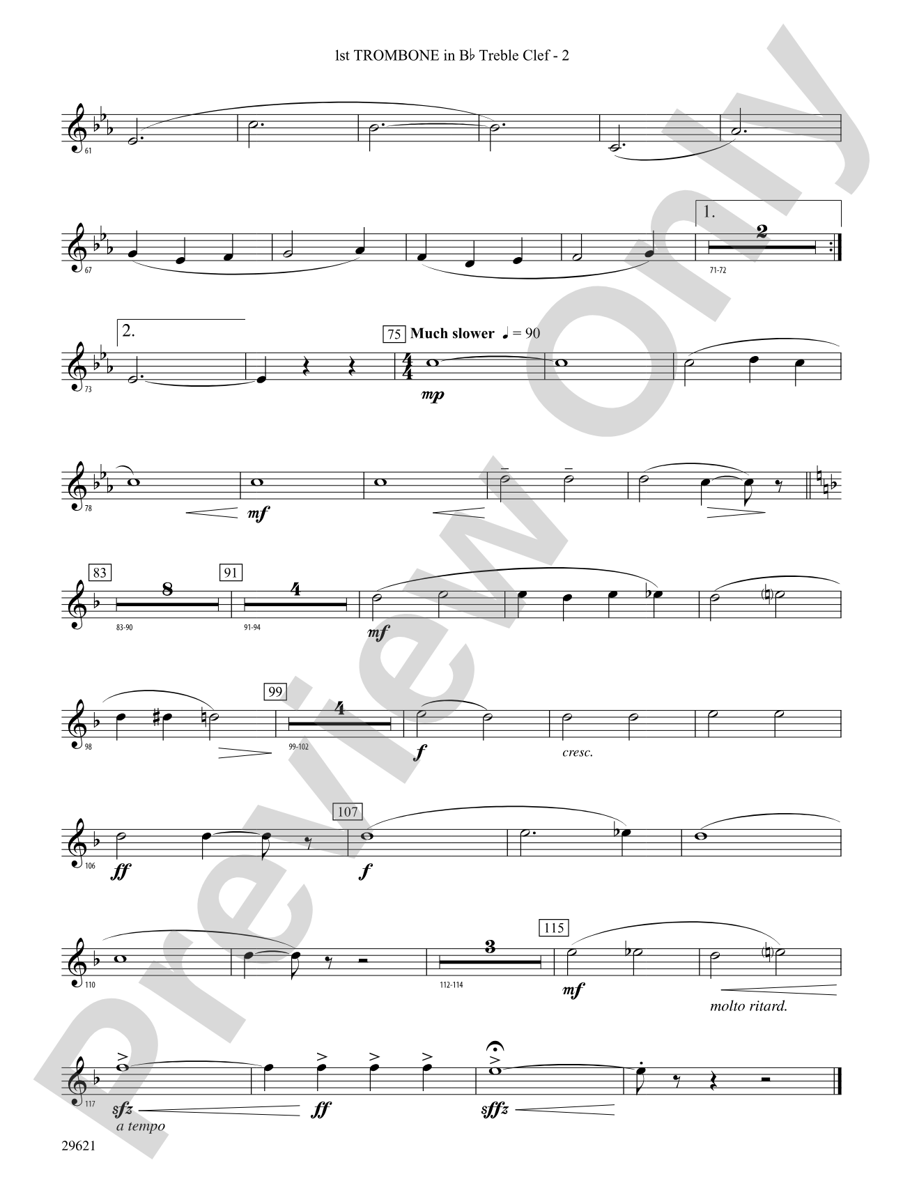 Over the Rainbow (from The Wizard of Oz), Variations on: (wp) 1st B-flat Trombone T.C.